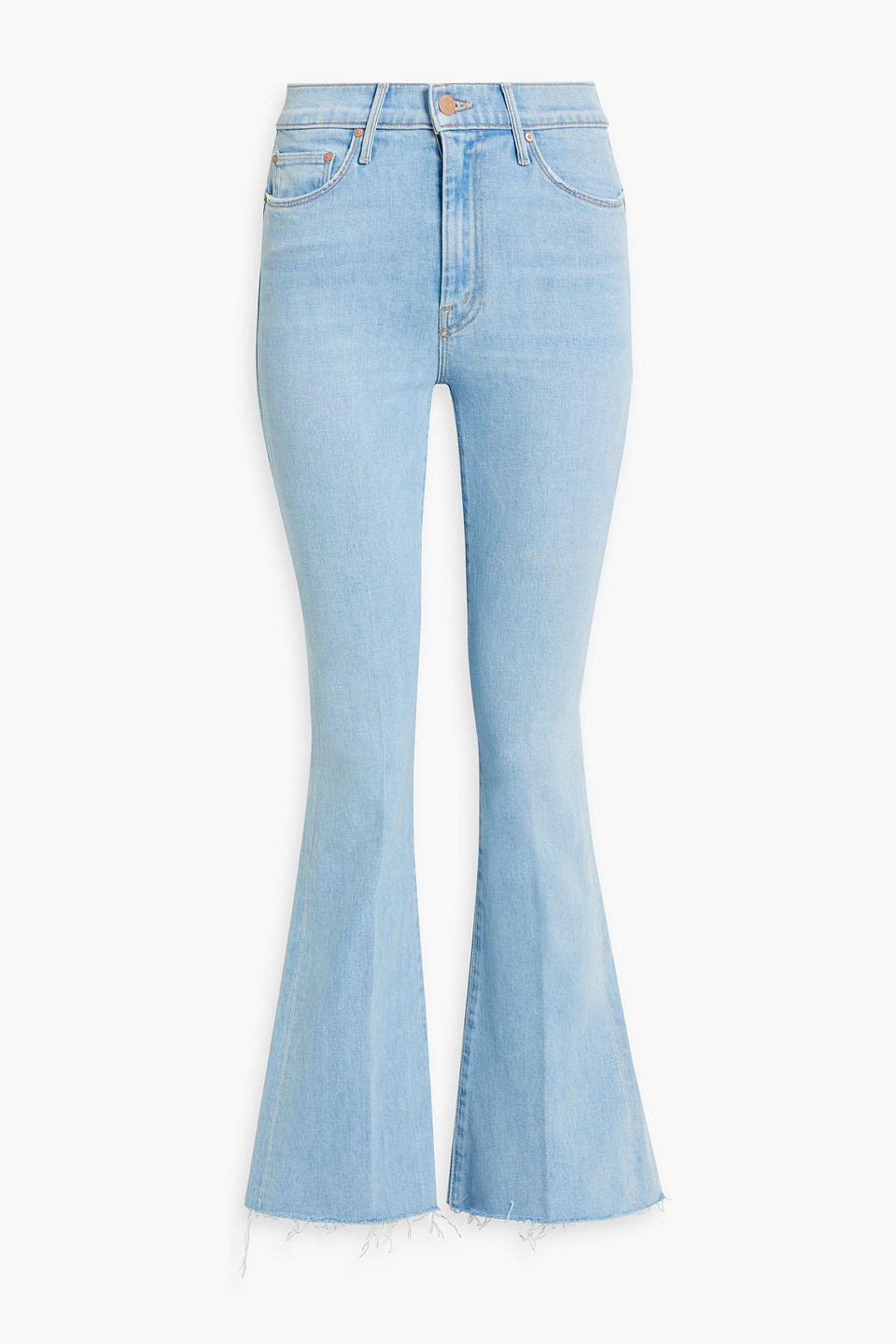 MOTHER WEEKENDER FRAYED HIGH-RISE FLARED JEANS