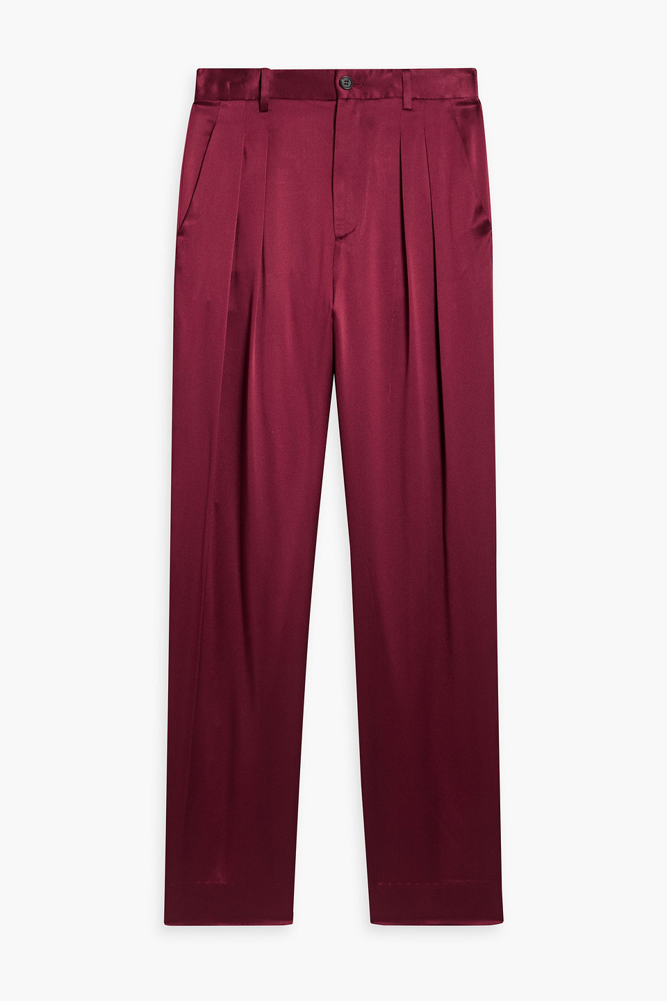 Nili Lotan Etienne Silk-charmeuse Straight-leg Pants In Plum