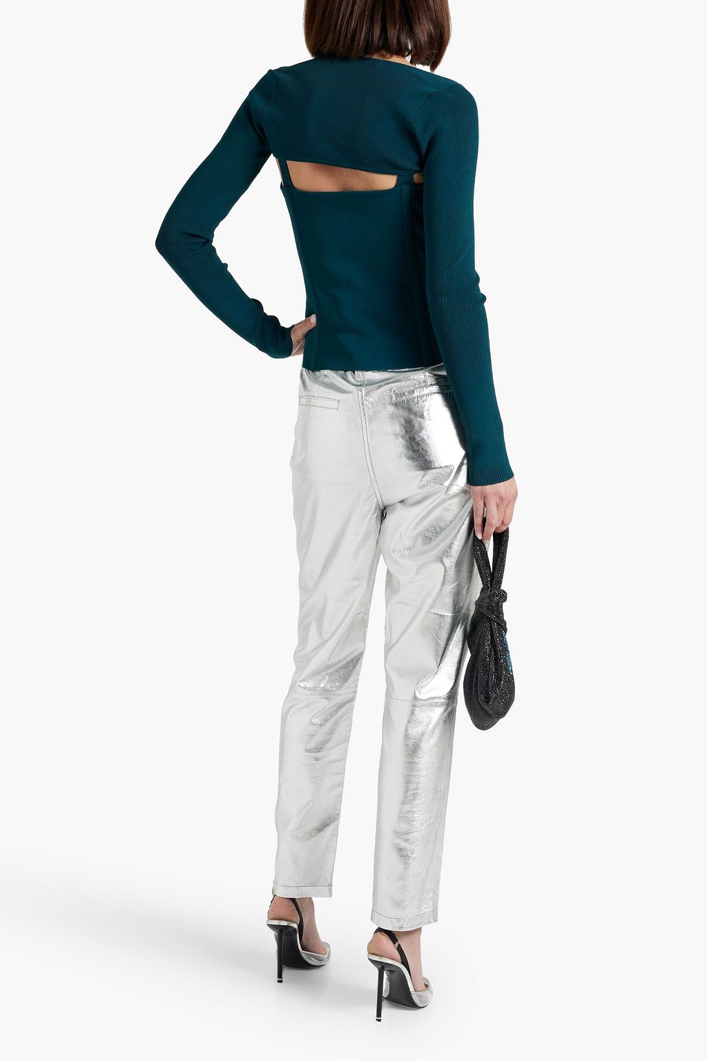DION LEE Layered ribbed stretch-jersey top