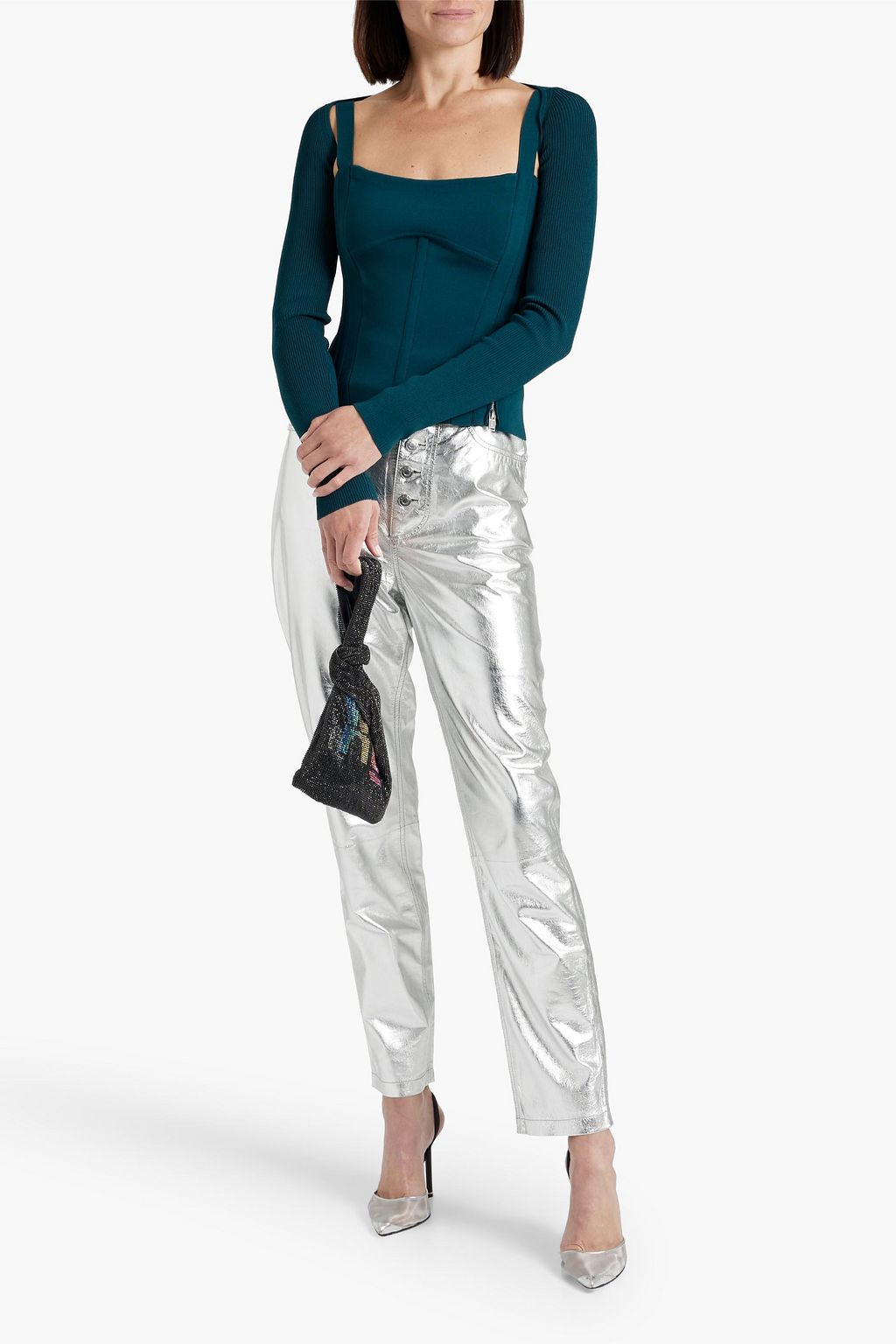 DION LEE Layered ribbed stretch-jersey top