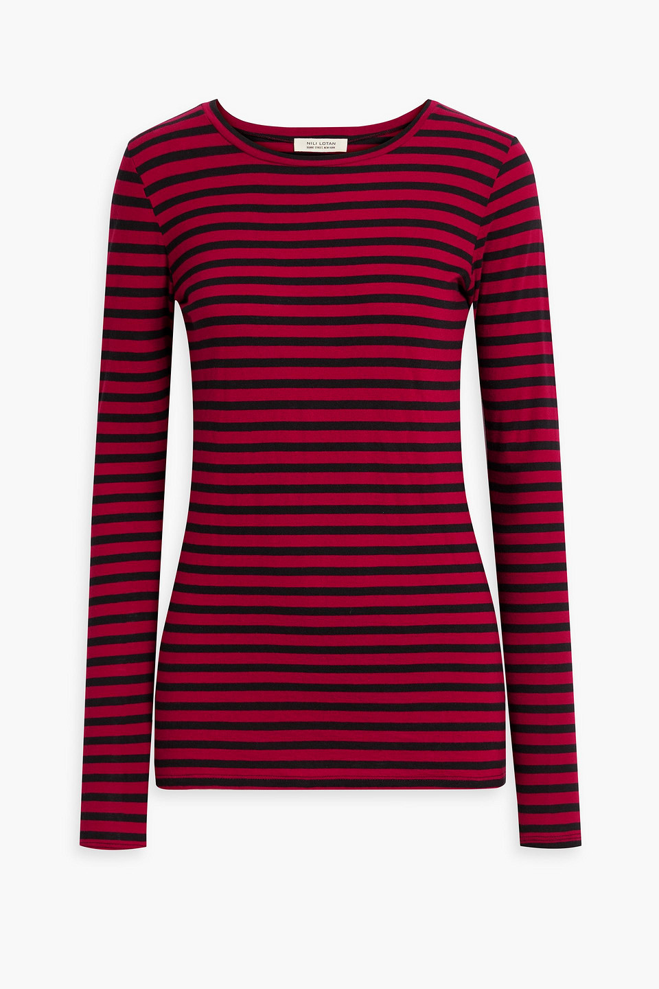 nili lotan - striped cotton-jersey top - red - xs