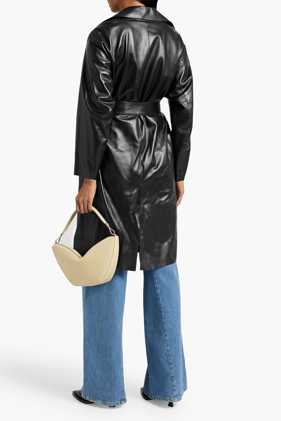 Shop Karl Donoghue Leather Trench Coat In Black