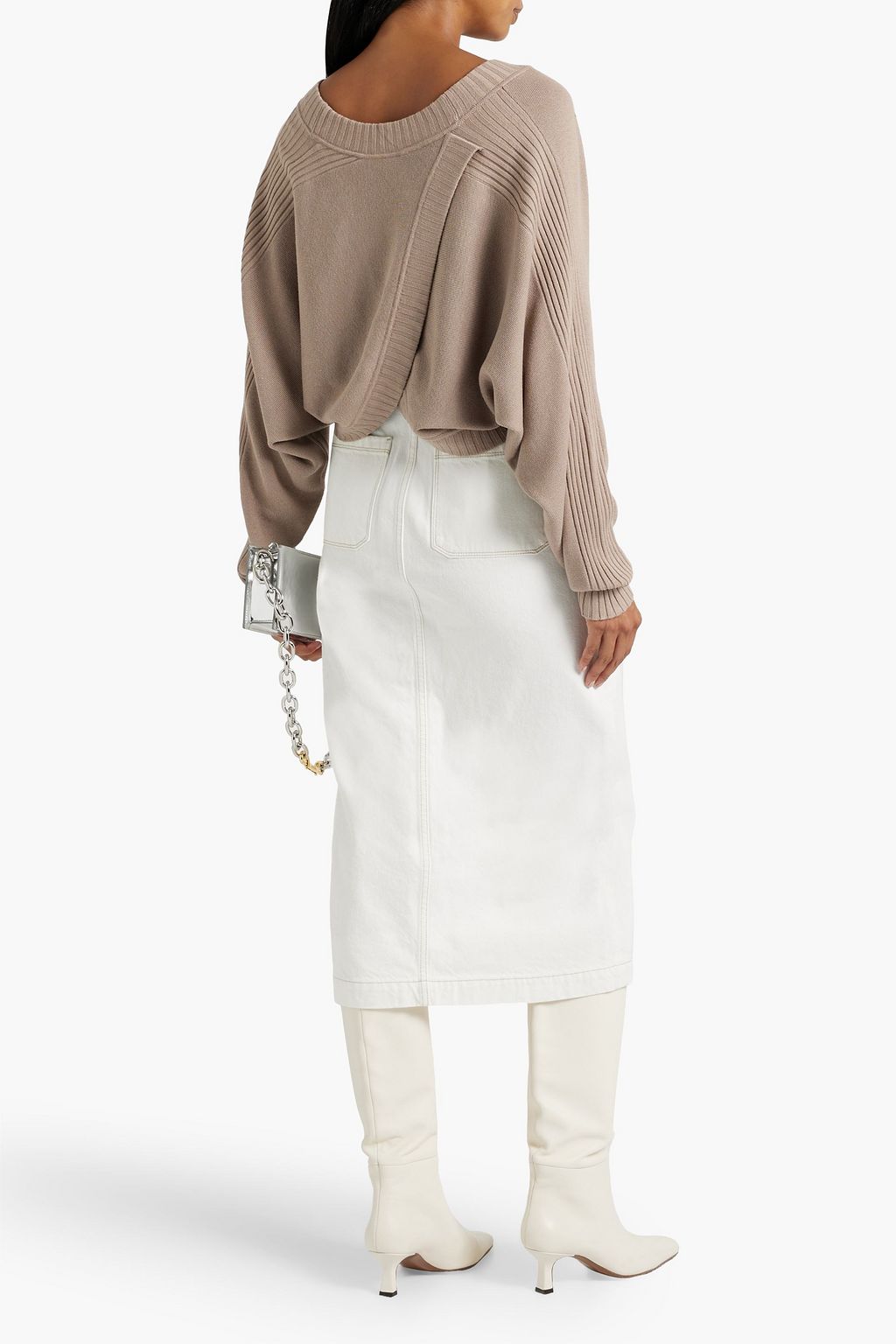 NAADAM Cropped draped knitted cardigan