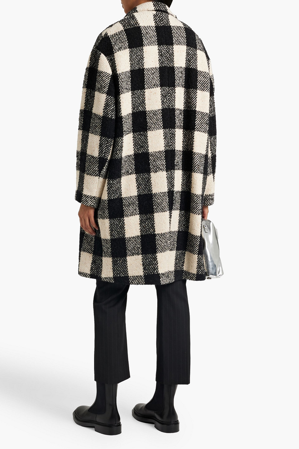 Shop Nili Lotan Dylan Double-breasted Checked Bouclé-tweed Coat In Black