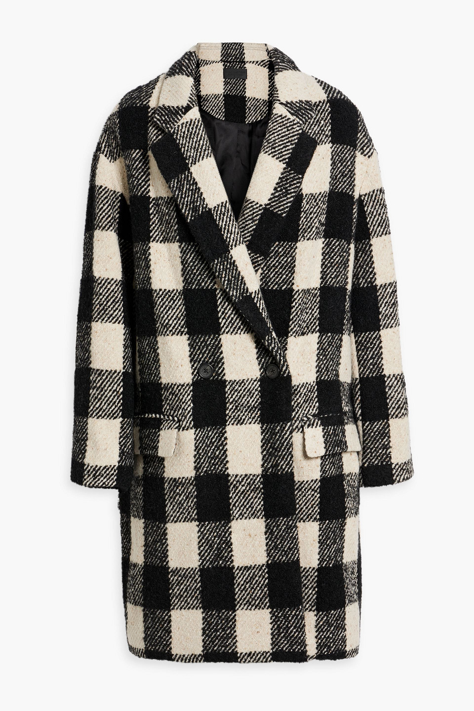 Nili Lotan Dylan Double-breasted Checked Bouclé-tweed Coat In Black