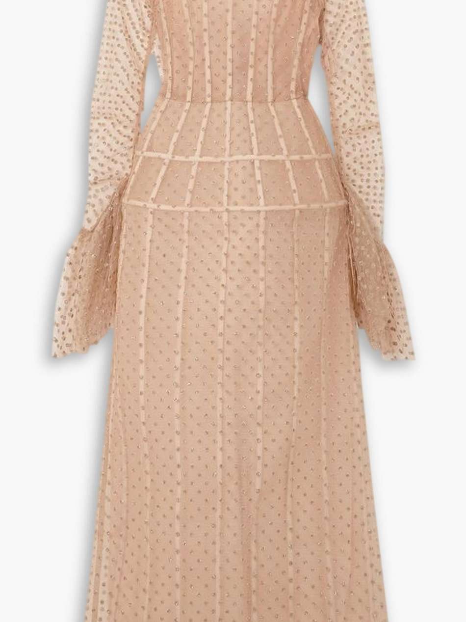 euphoria glittered swiss-dot tulle maxi dress