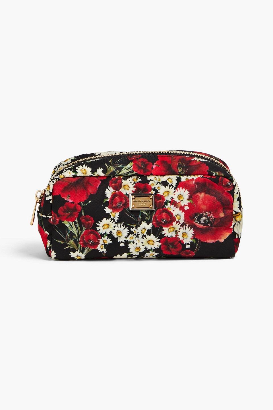 Dolce & Gabbana Floral-print Twill Pouch In Brown