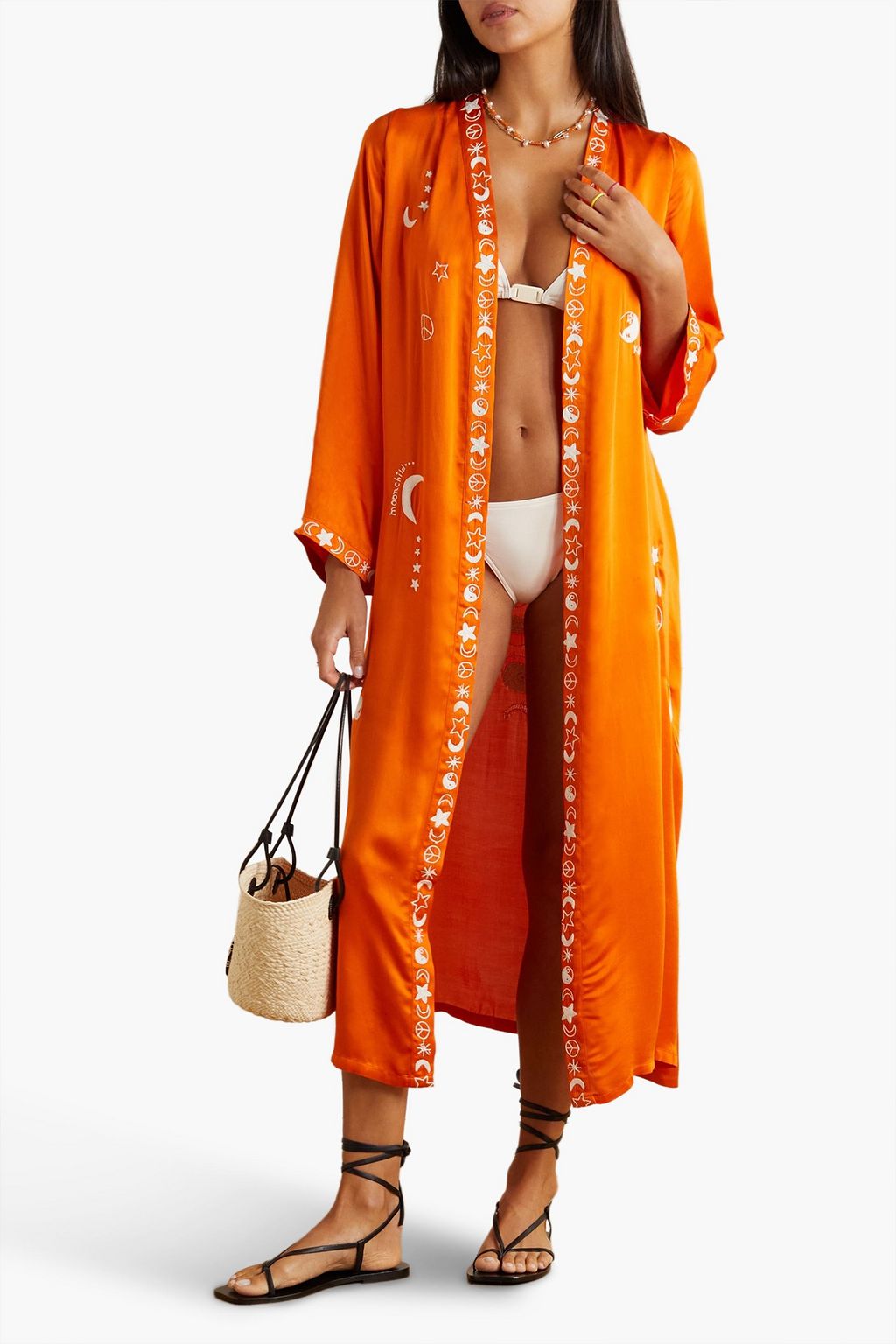 LESLIE AMON MoonChild embroidered satin robe