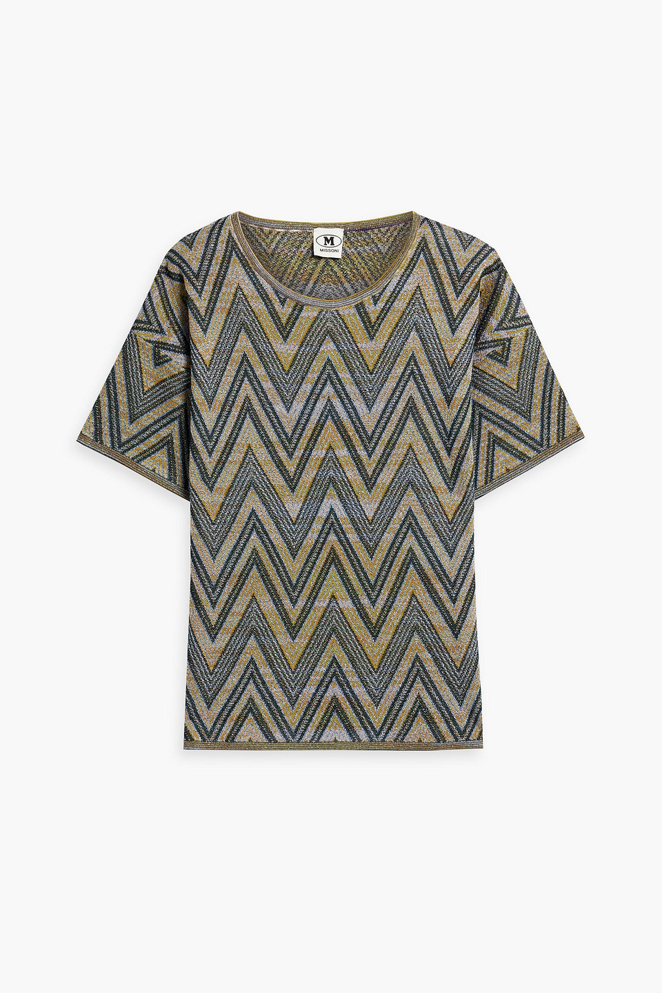 Metallic crochet-knit top
