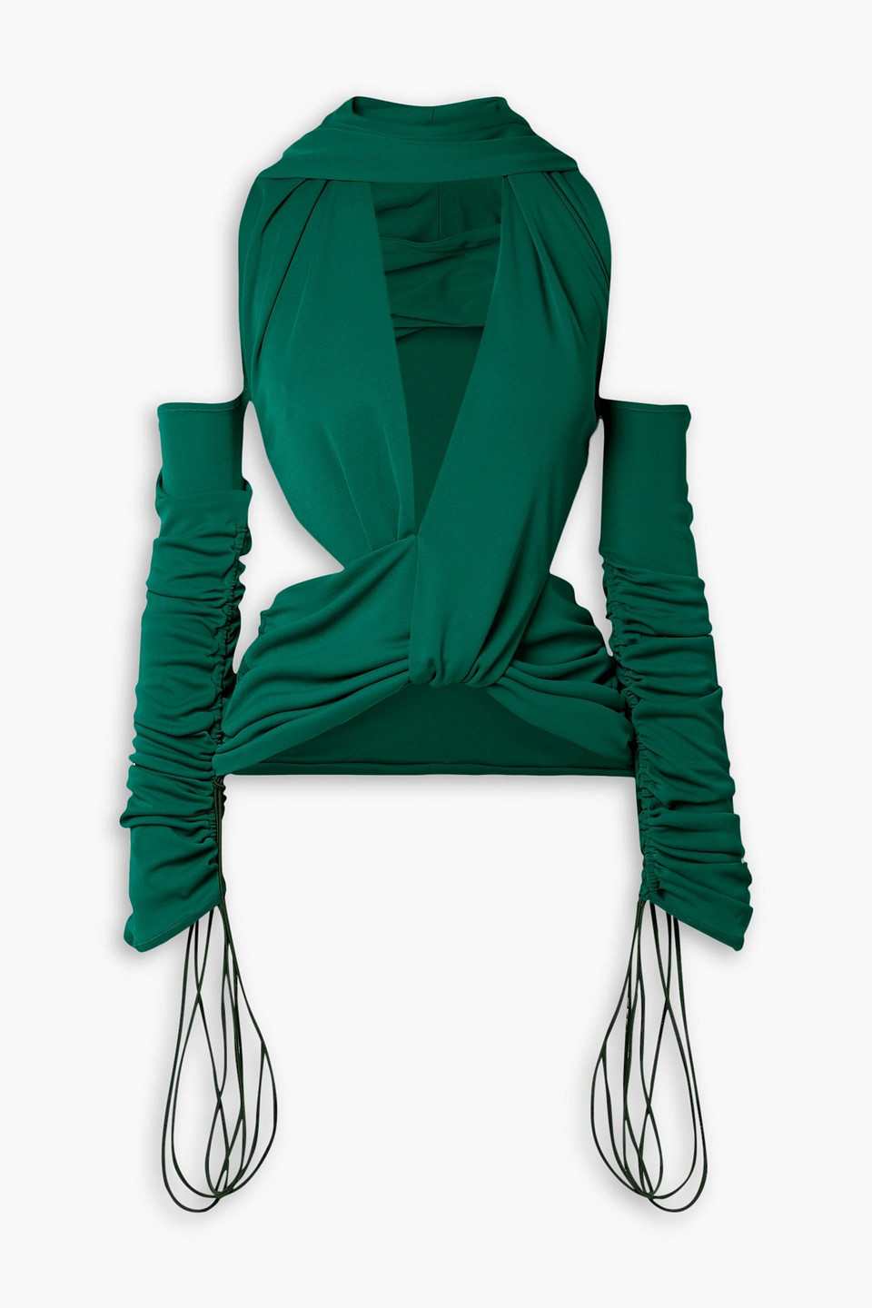 Maximilian Donna Drapiertes Oberteil Aus Stretch-jersey Mit Cut-outs In Forest Green