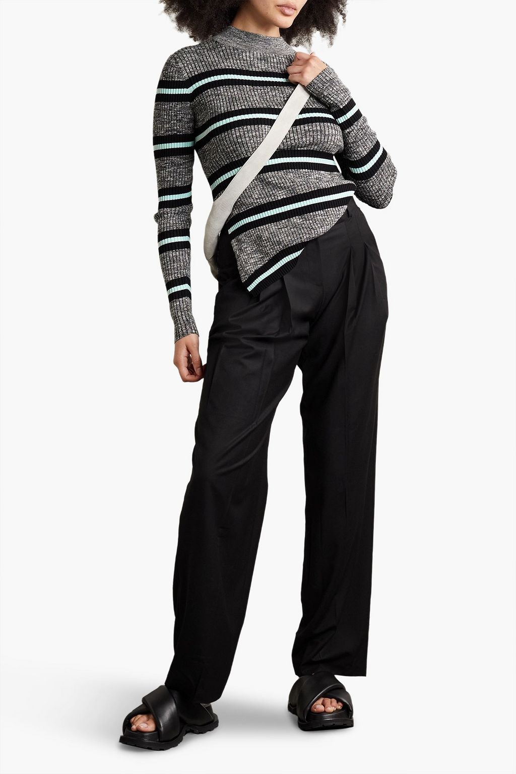 PROENZA SCHOULER PSWL Striped ribbed-knit turtleneck sweater