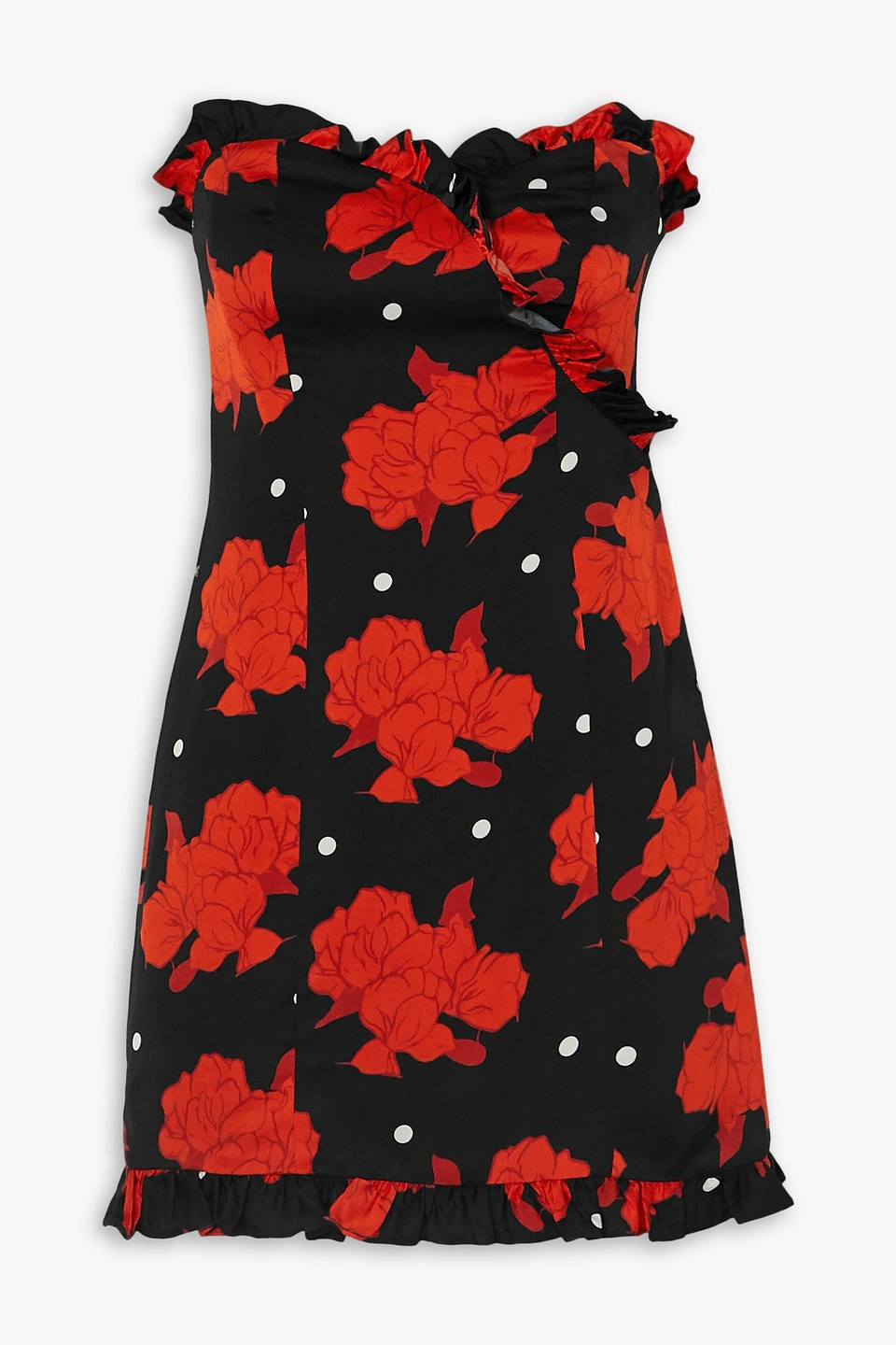De La Vali Dolly Strapless Ruffled Floral-print Crepe De Chine Mini Dress In Black | ModeSens De La Vali Dolly Strapless Ruffled Floral-print Crepe De Chine Mini Dress In Black | ModeSens