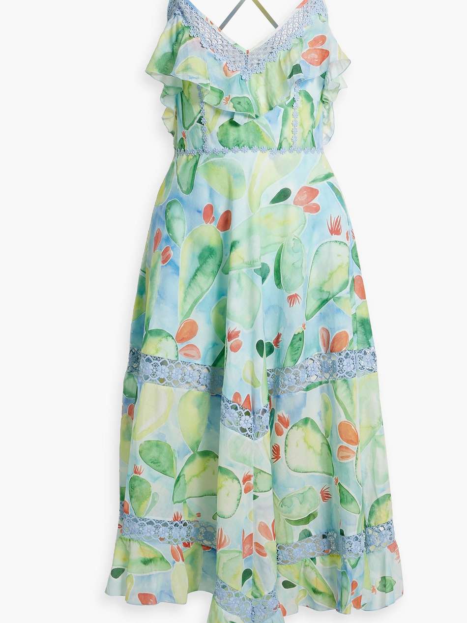 zaragoza printed cotton-blend voile midi dress