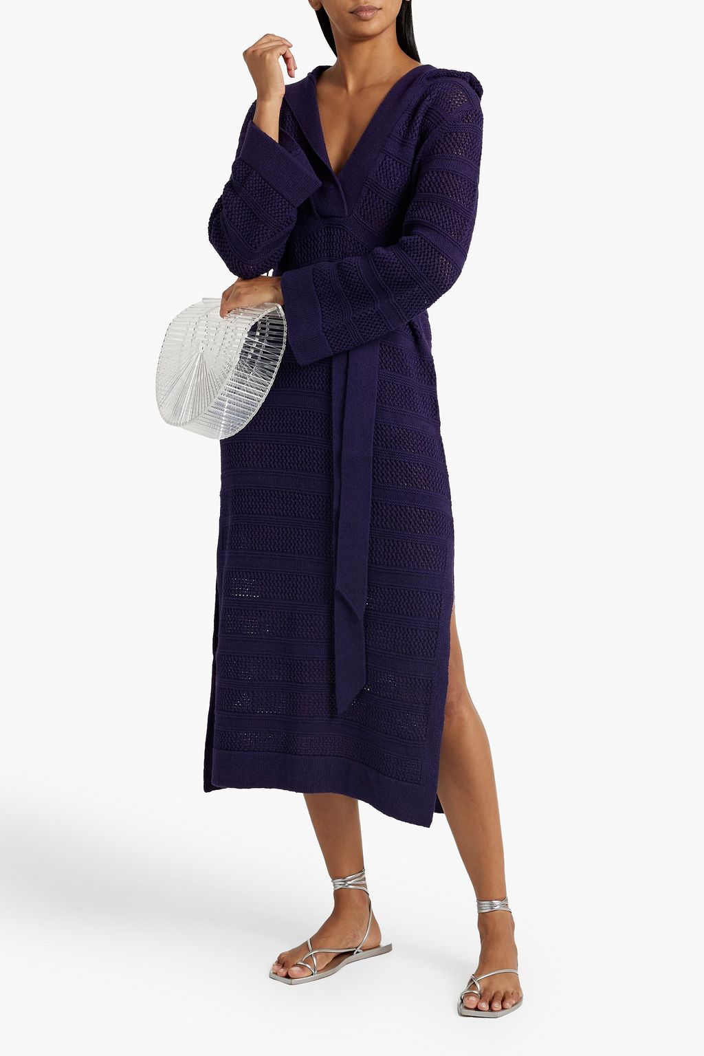 ZIMMERMANN Crochet-knit cotton and linen-blend hooded midi dress