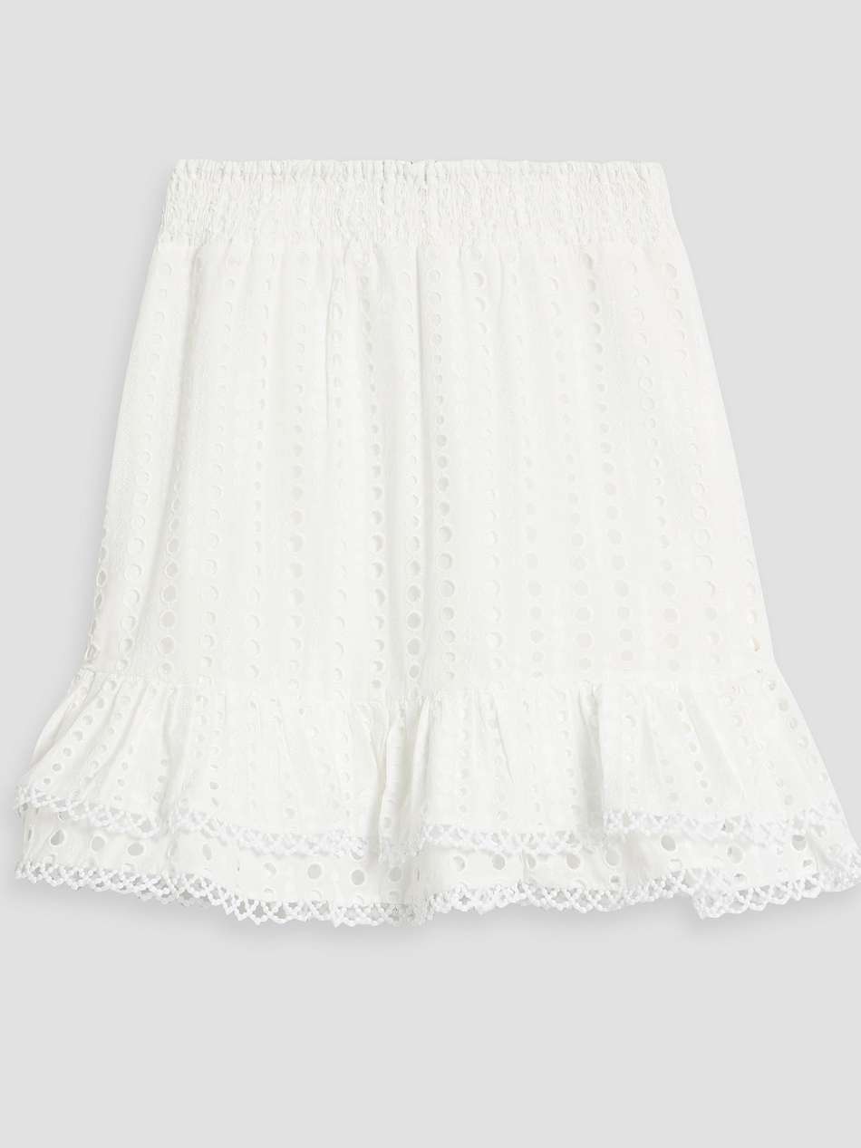 ruffled broderie anglaise cotton-blend mini skirt