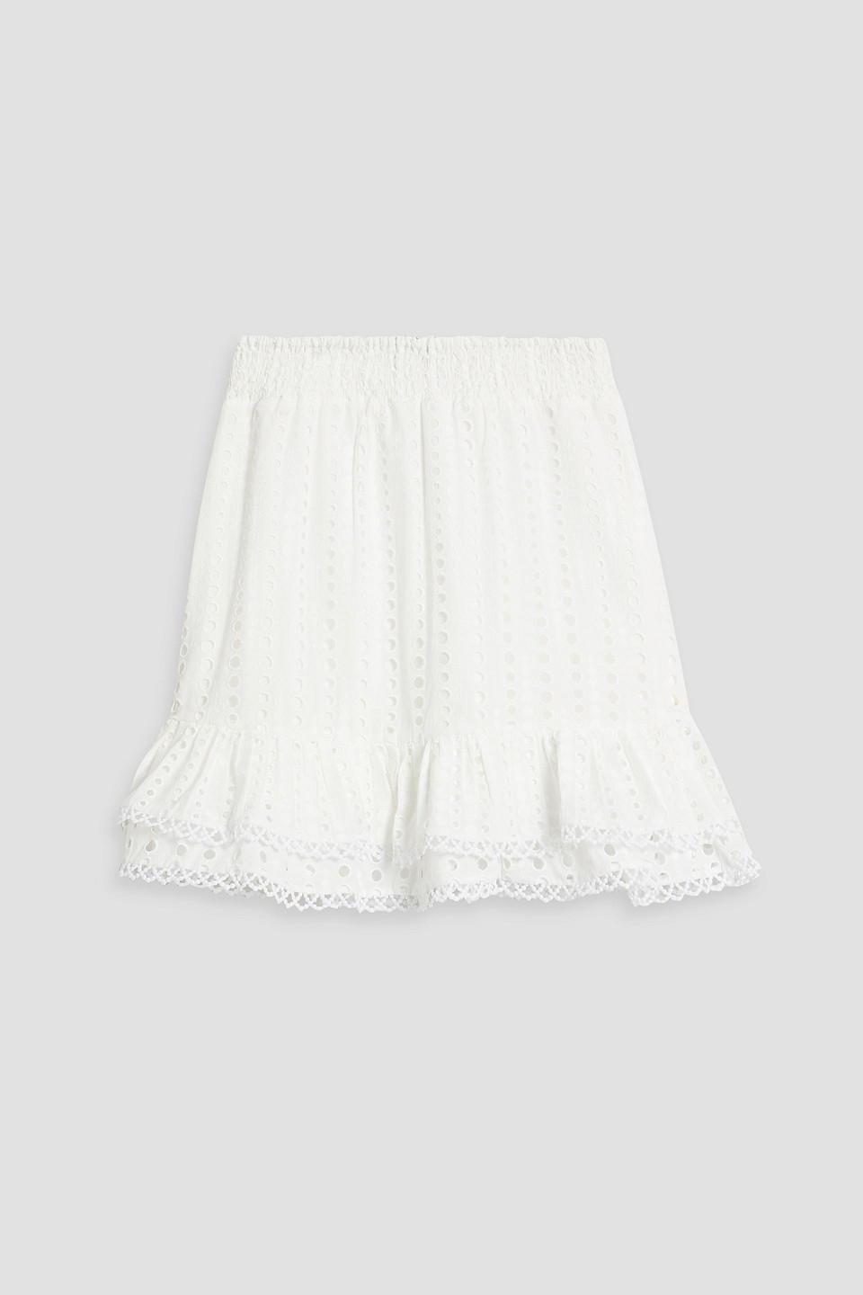 Charo Ruiz Ruffled Broderie Anglaise Cotton-blend Mini Skirt In White