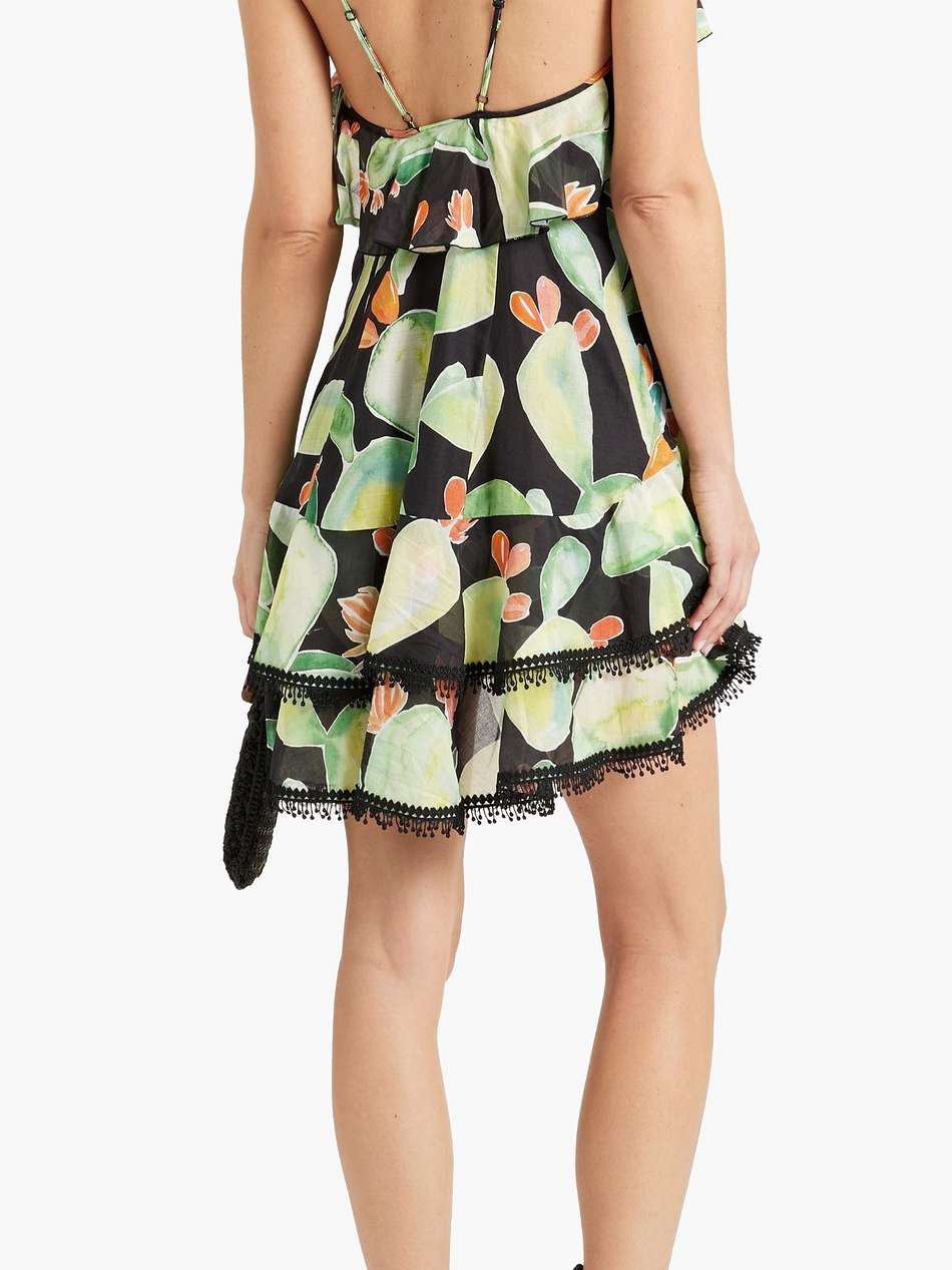 ruffled printed cotton-blend voile mini dress