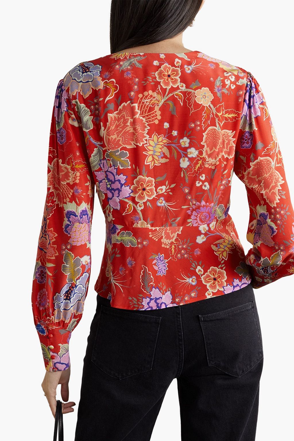 RIXO Azra floral-print crepe de chine blouse