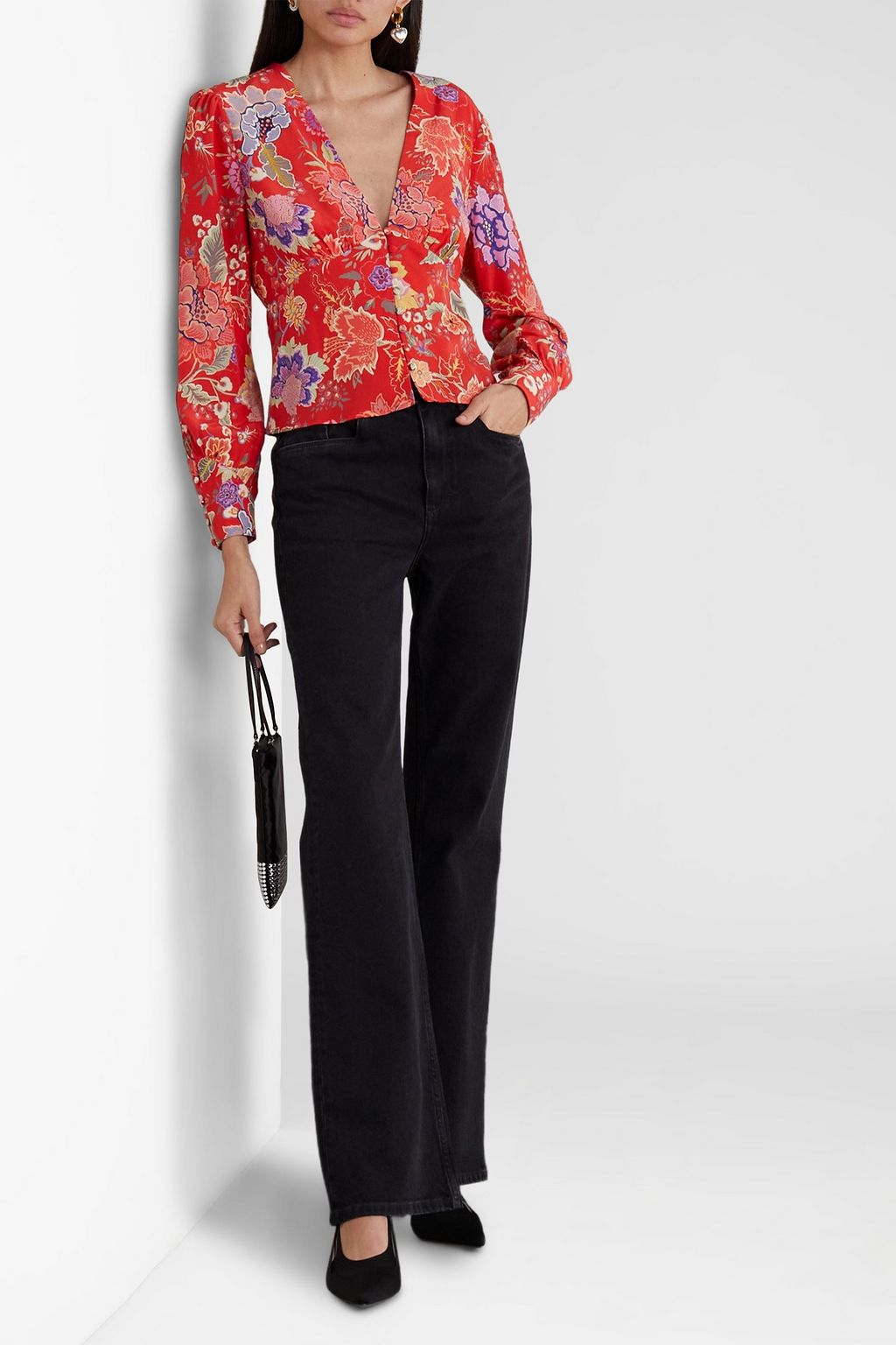 RIXO Azra floral-print crepe de chine blouse