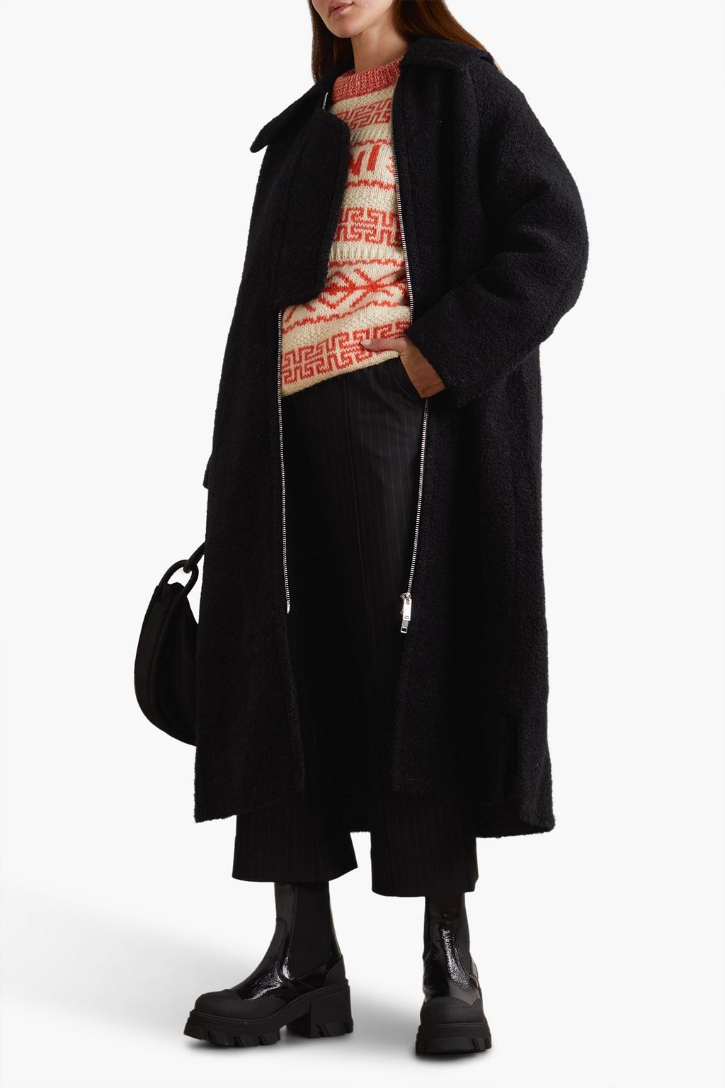 GANNI Wool-blend bouclé coat
