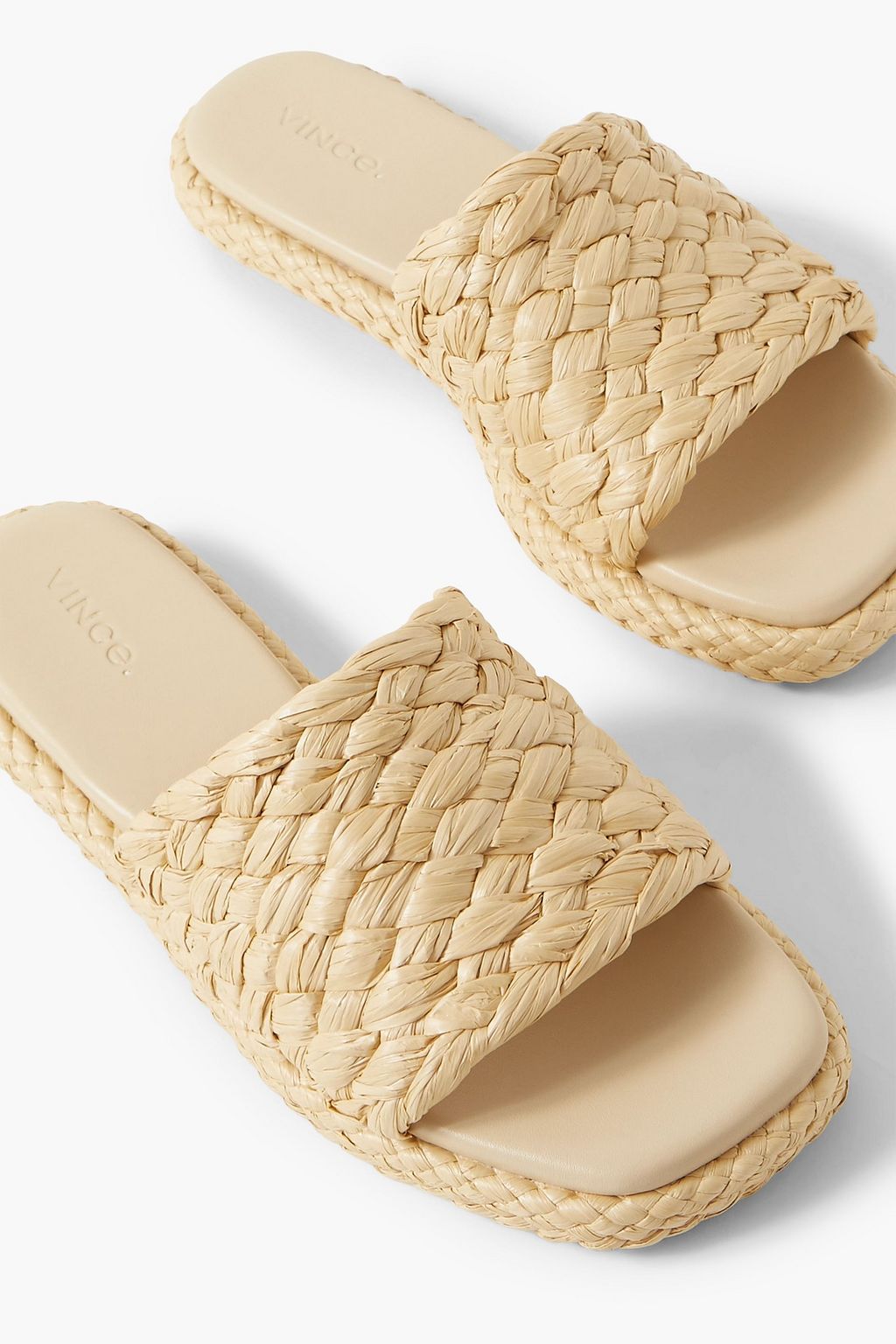 VINCE. Rumi woven faux raffia slides