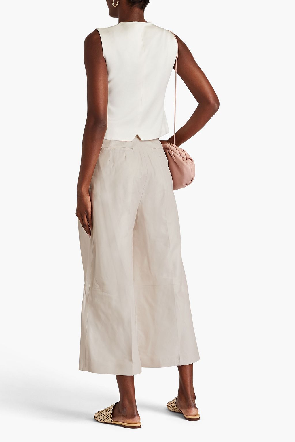 ALTUZARRA Timo Cropped Hose mit weitem Bein aus Leder mit Falten