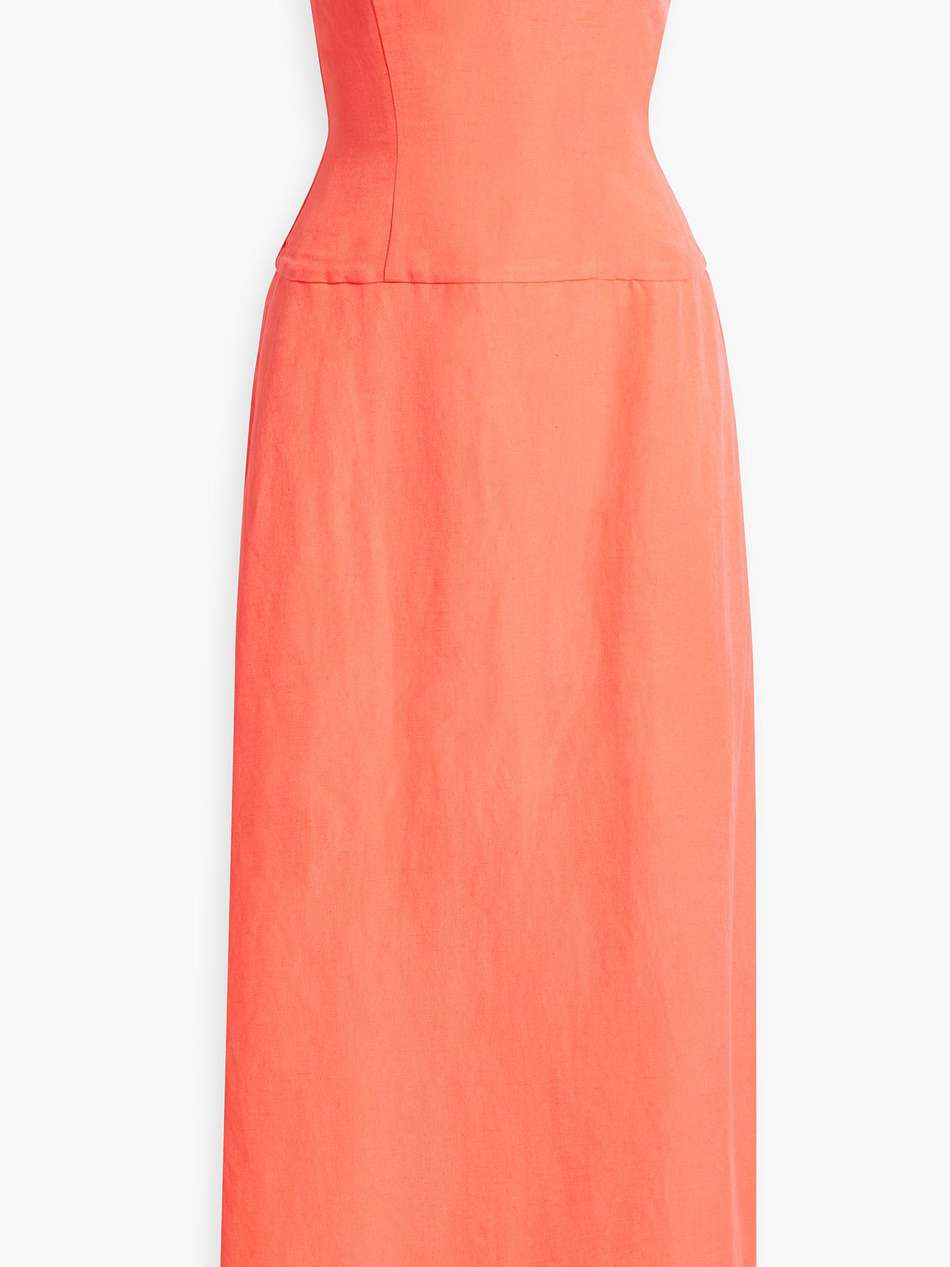 strapless linen-blend maxi dress