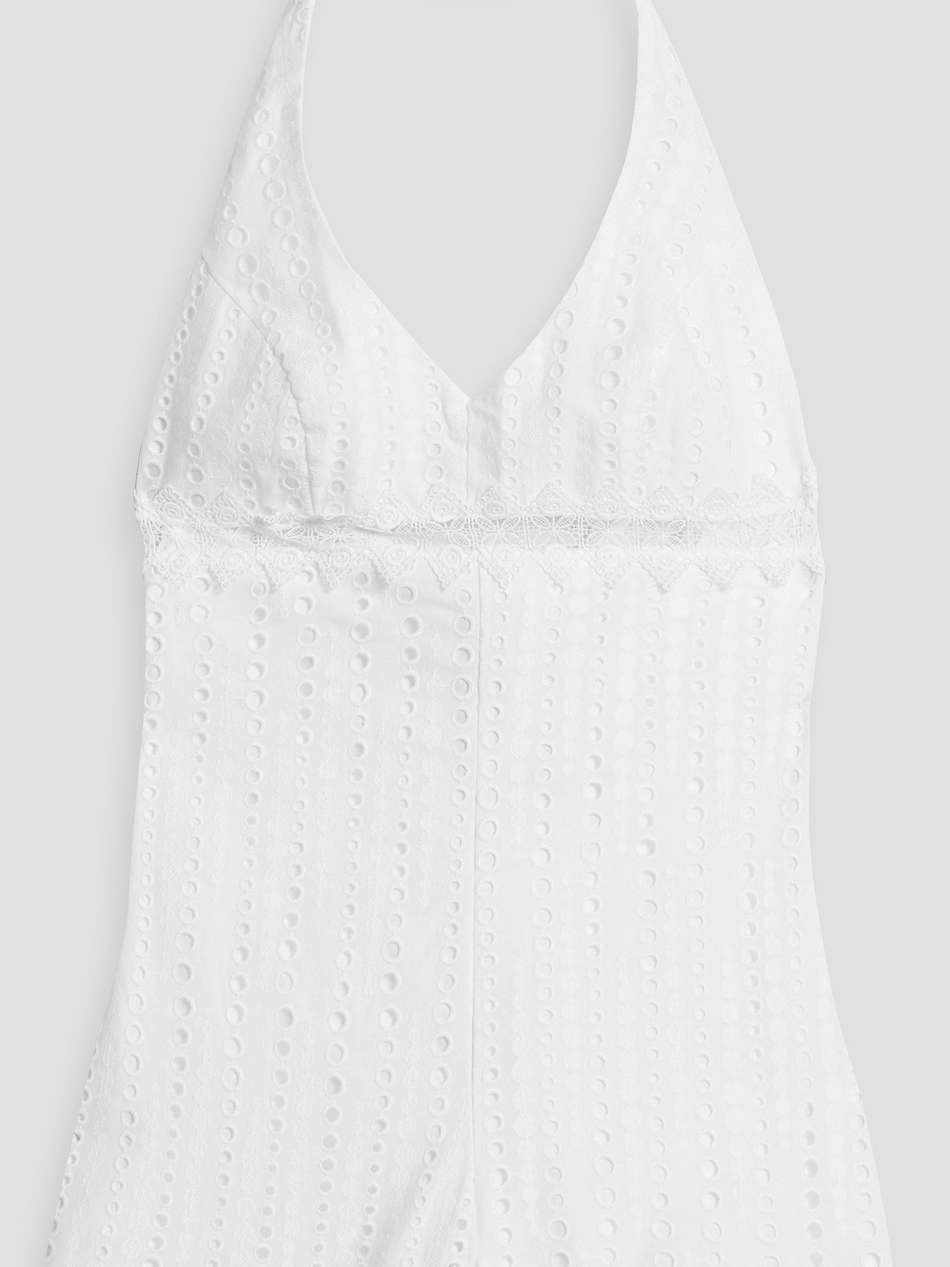 broderie anglaise cotton-blend halterneck playsuit