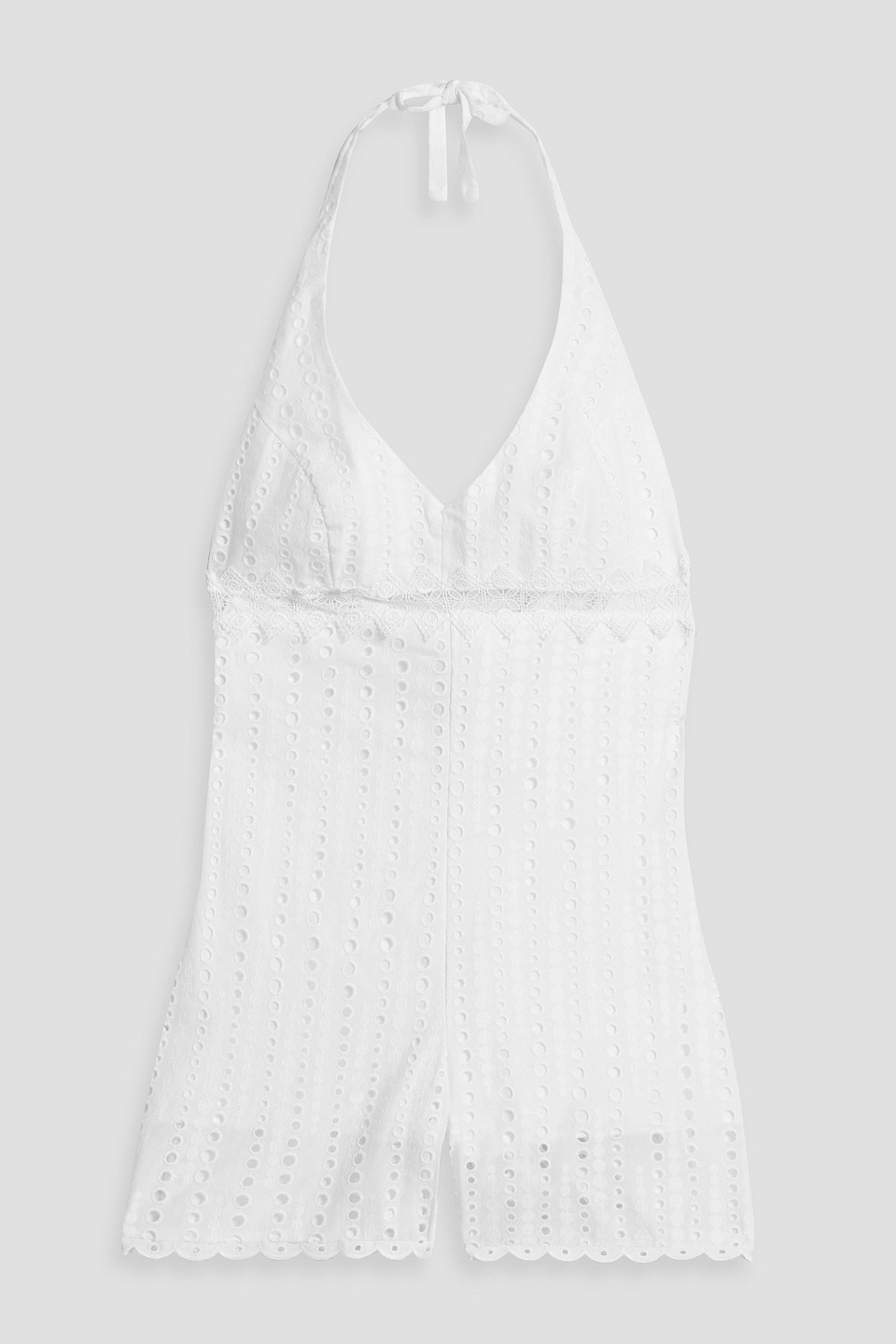 Charo Ruiz Broderie Anglaise Cotton-blend Halterneck Playsuit In White