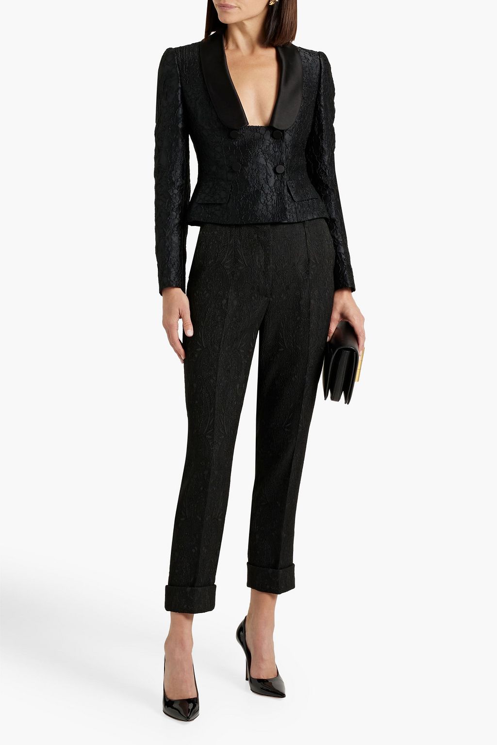 DOLCE&GABBANA Satin-trimmed cloqué-jacquard jacket
