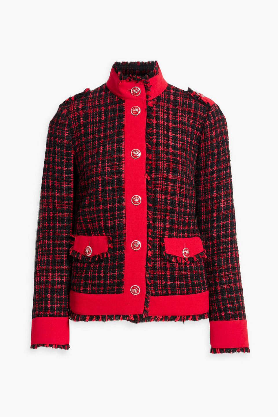 Shop Dolce & Gabbana Bouclé-tweed Jacket In Red