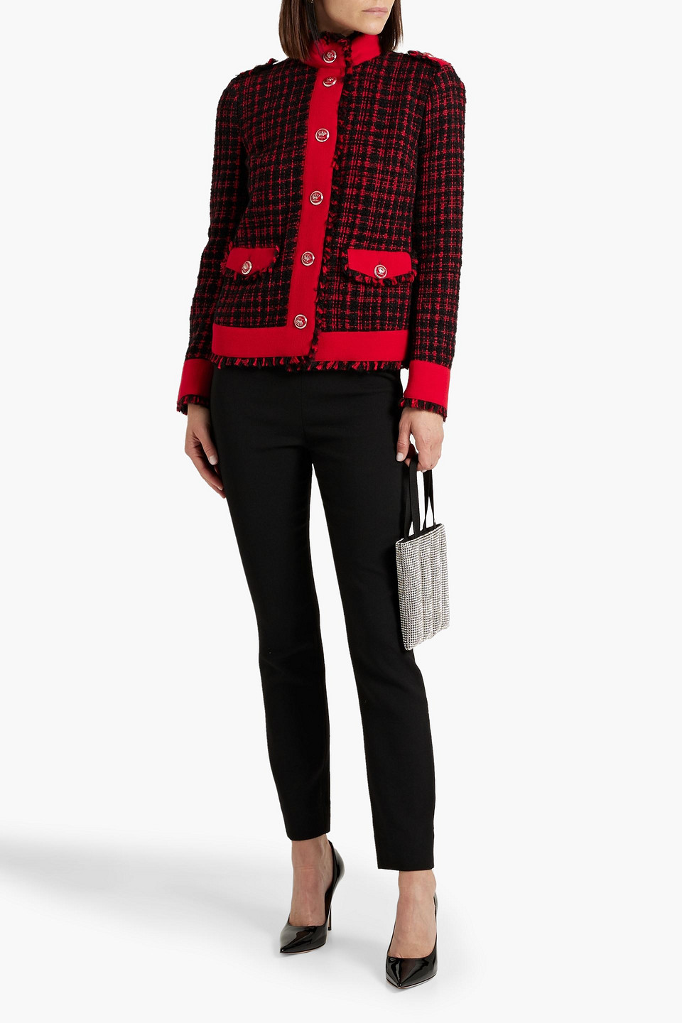 Dolce & Gabbana Cropped Single-breasted Tweed Jacket In Red