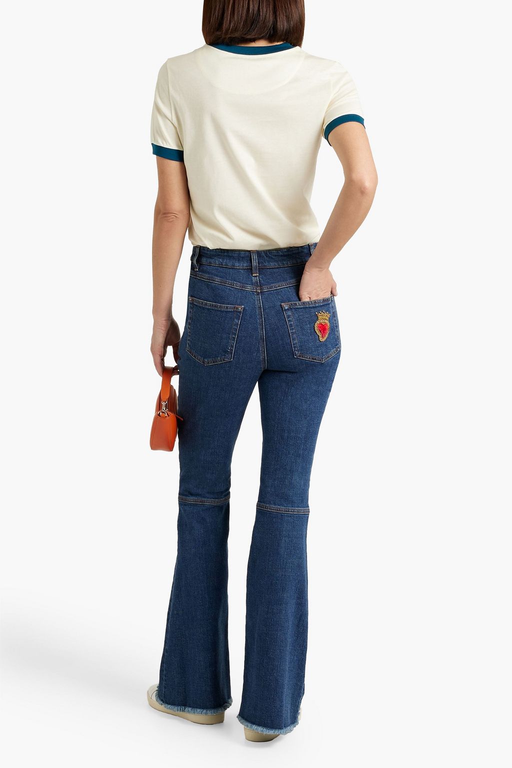 DOLCE&GABBANA Appliquéd mid-rise flared jeans
