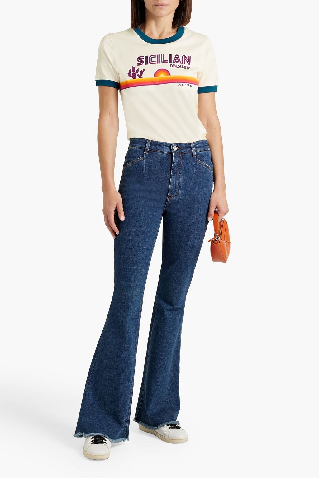 DOLCE&GABBANA Appliquéd mid-rise flared jeans