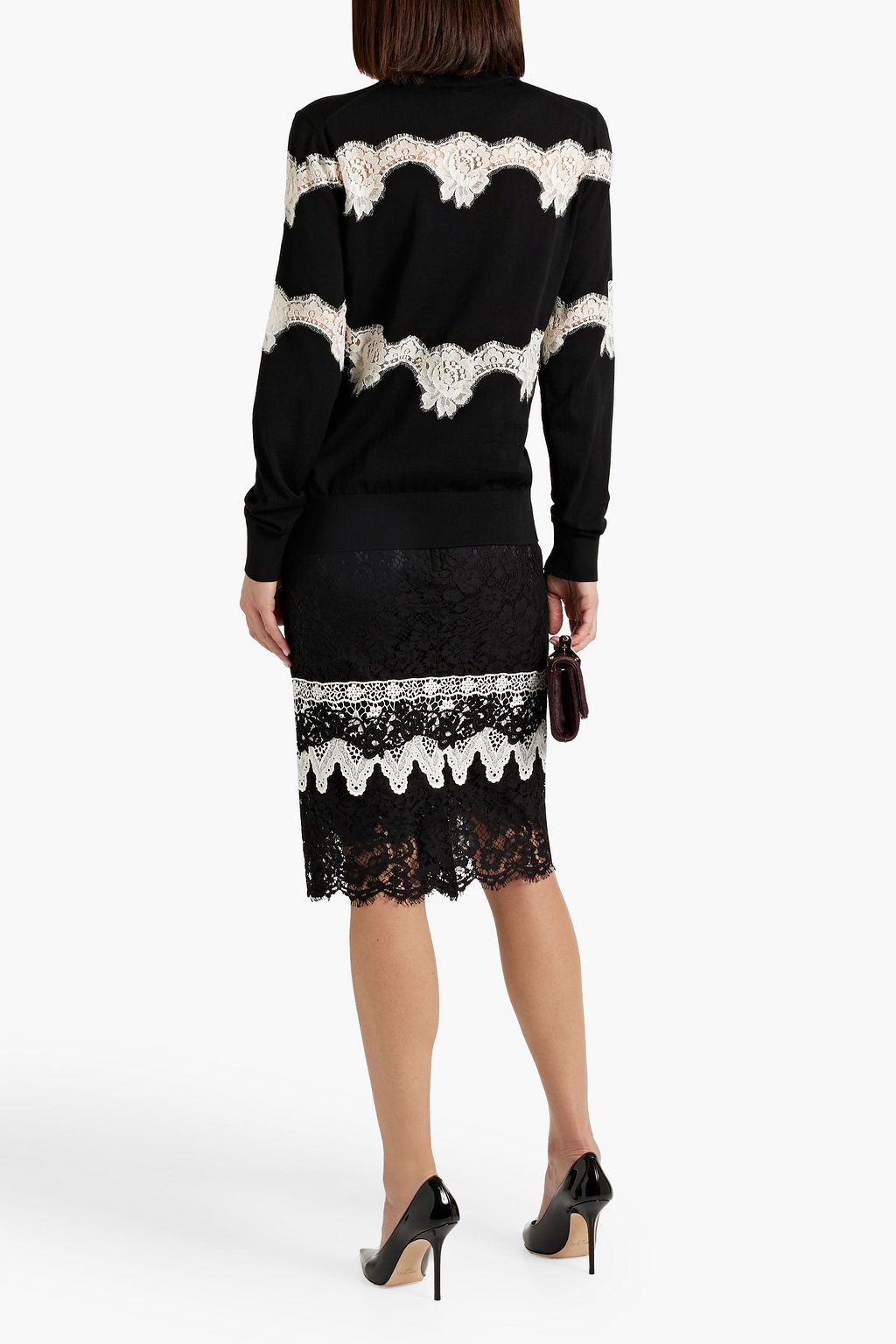 DOLCE&GABBANA Cotton-blend lace skirt