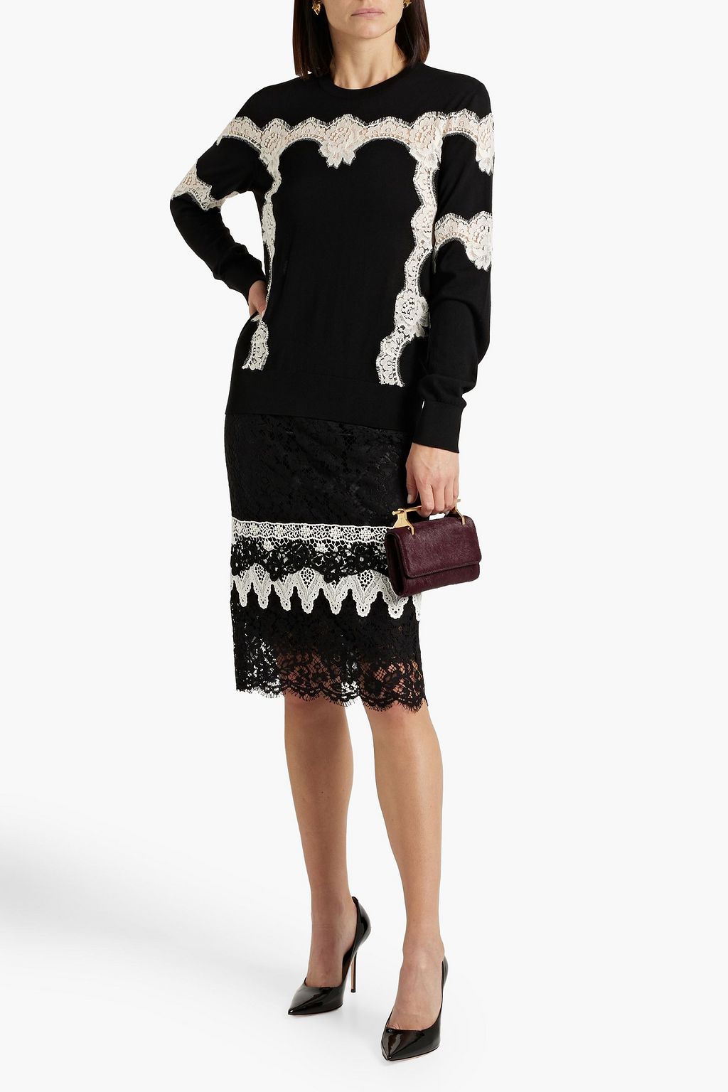 DOLCE&GABBANA Cotton-blend lace skirt