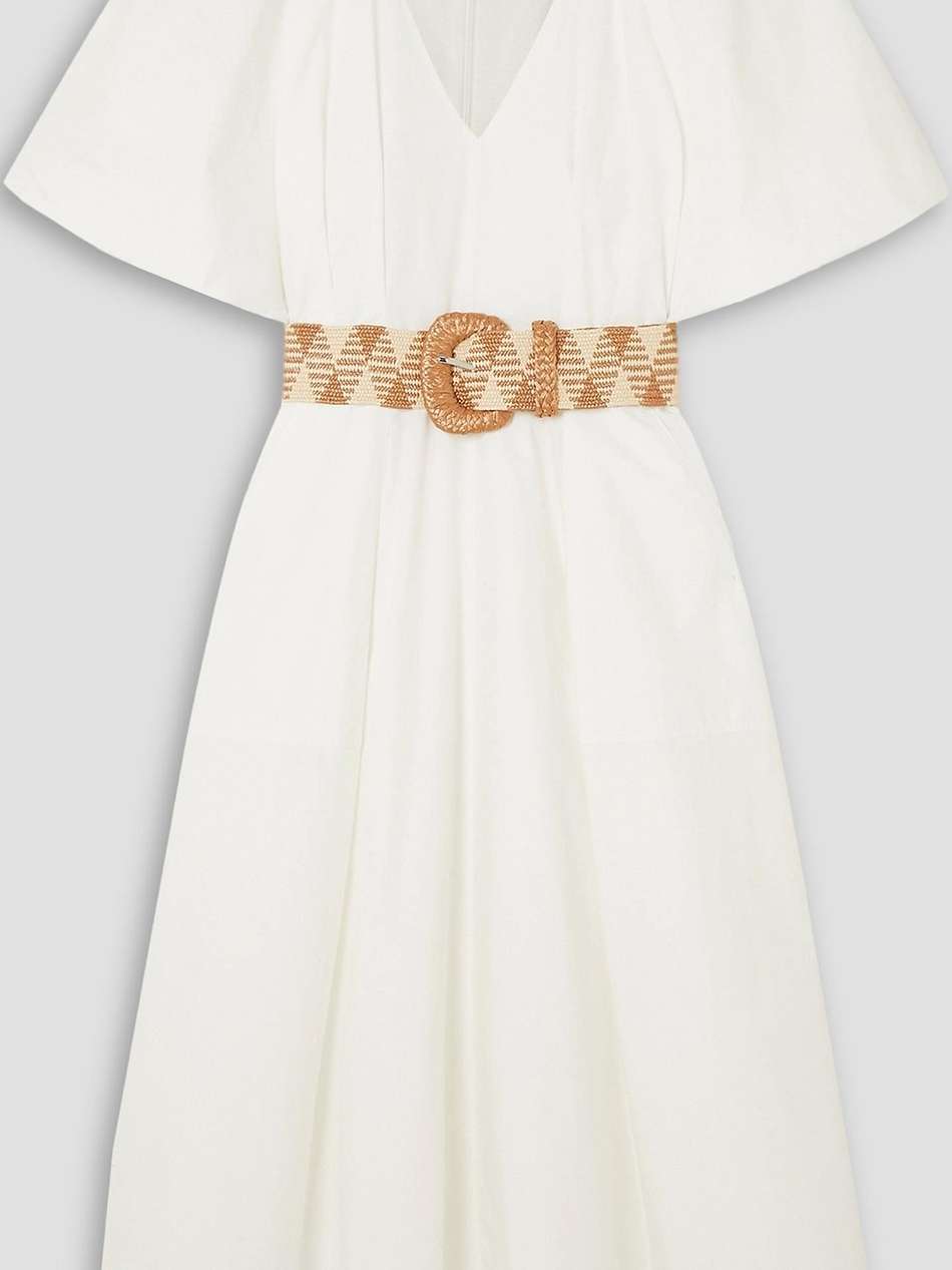 angelo belted cotton-poplin midi dress