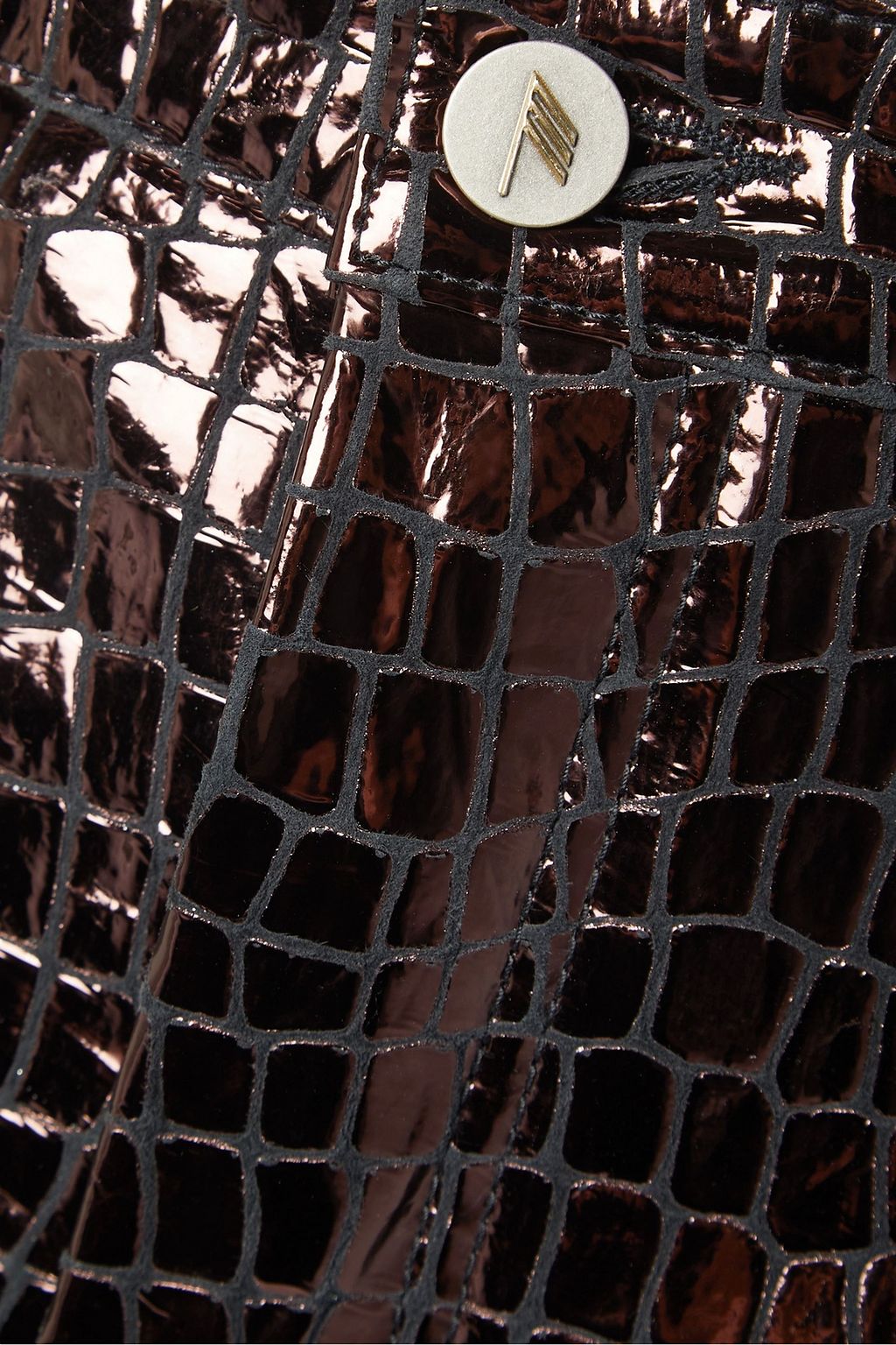 THE ATTICO Metallic croc-effect patent-leather straight-leg pants