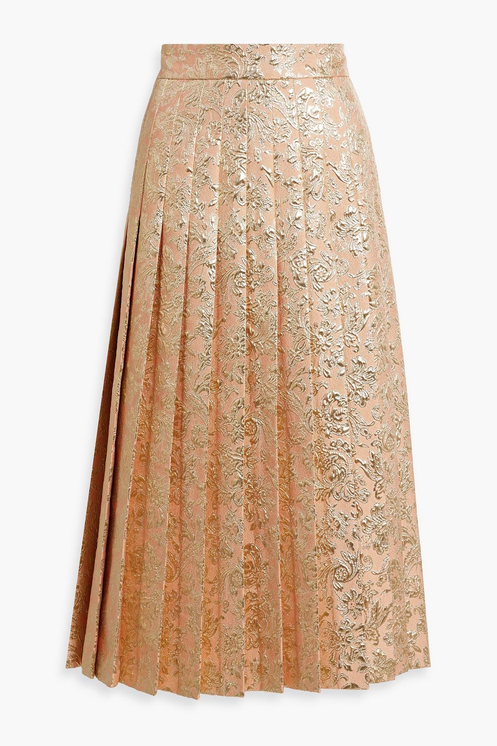 Gabbana metallic pleated midi skirt in rose on sale