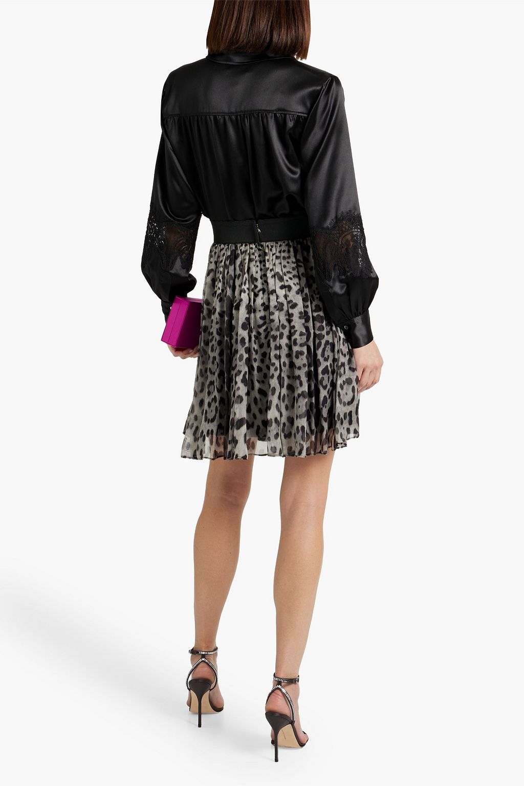 DOLCE&GABBANA Pleated leopard-print silk-chiffon mini skirt