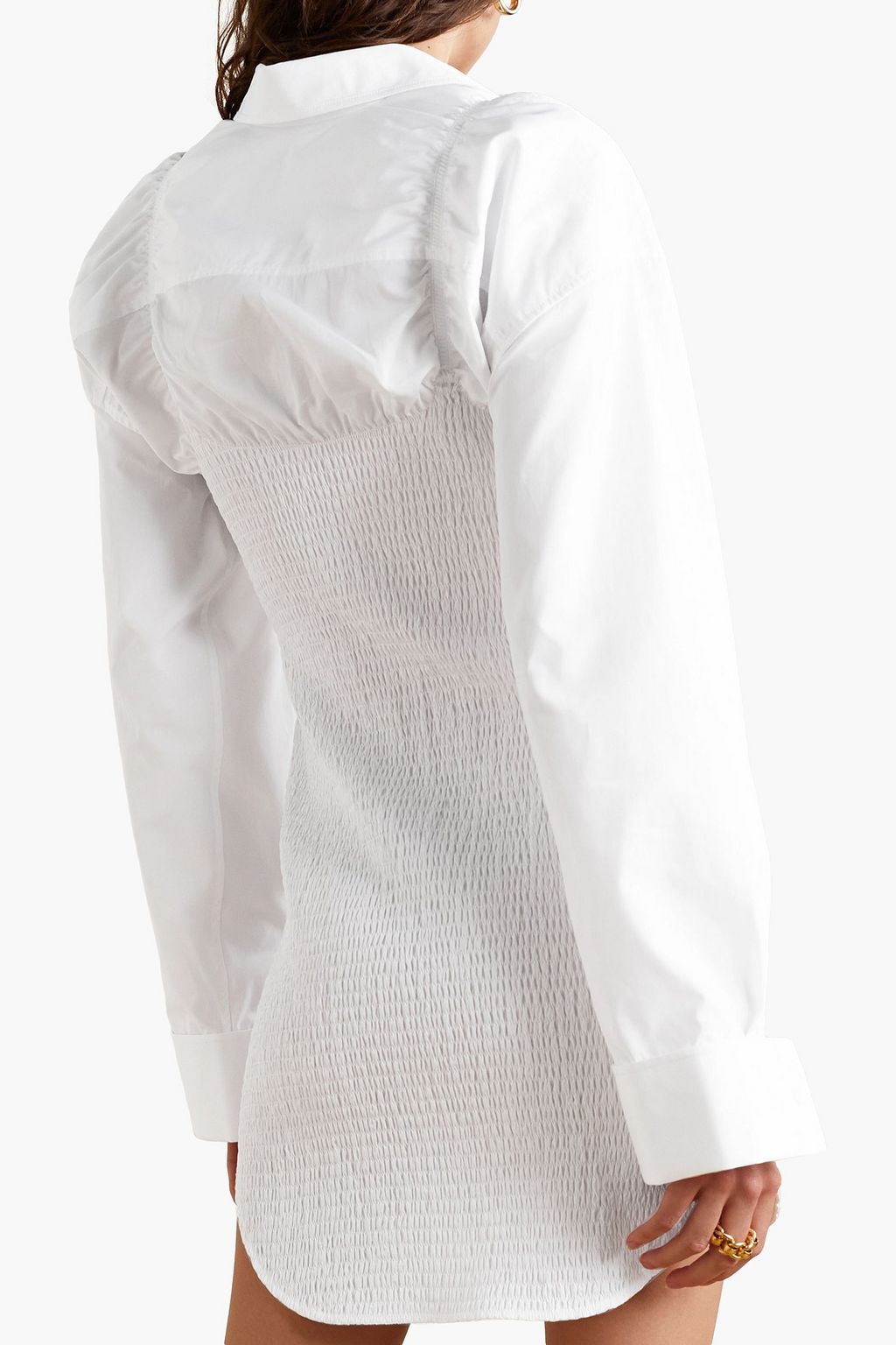 ALEXANDER WANG Shirred cotton-poplin mini shirt dress