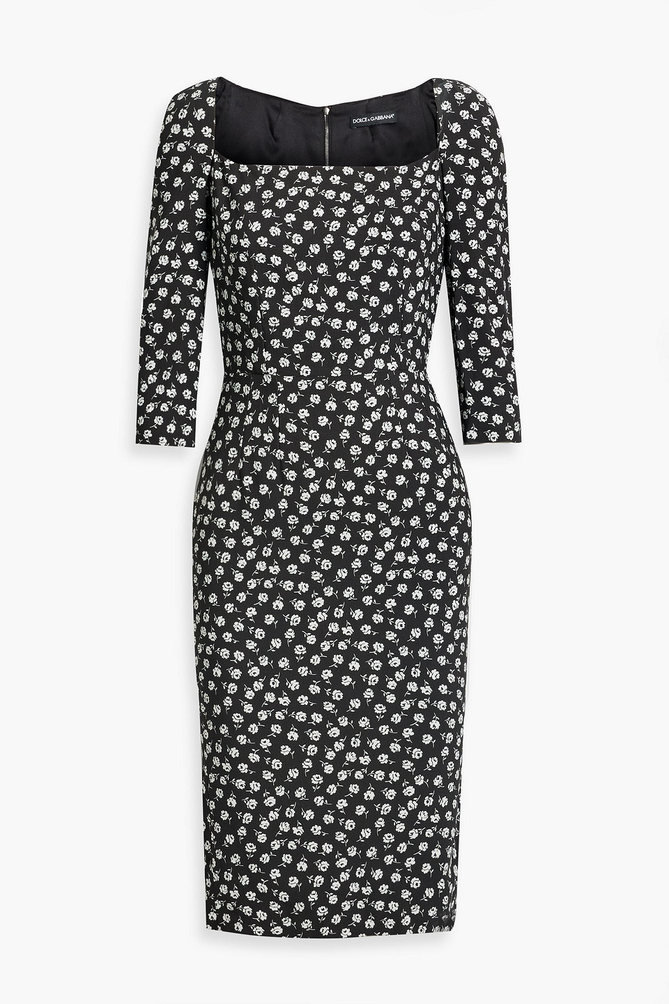 Dolce & Gabbana Floral-print Crepe Dress In Black