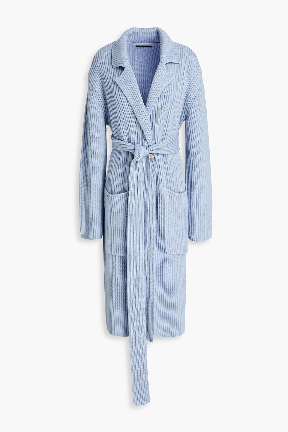 joseph - ribbed cotton, wool and cashmere-blend coat - blue - m