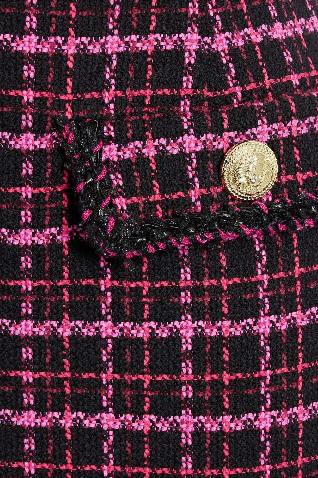 REBECCA VALLANCE Checked cotton-blend tweed mini skirt