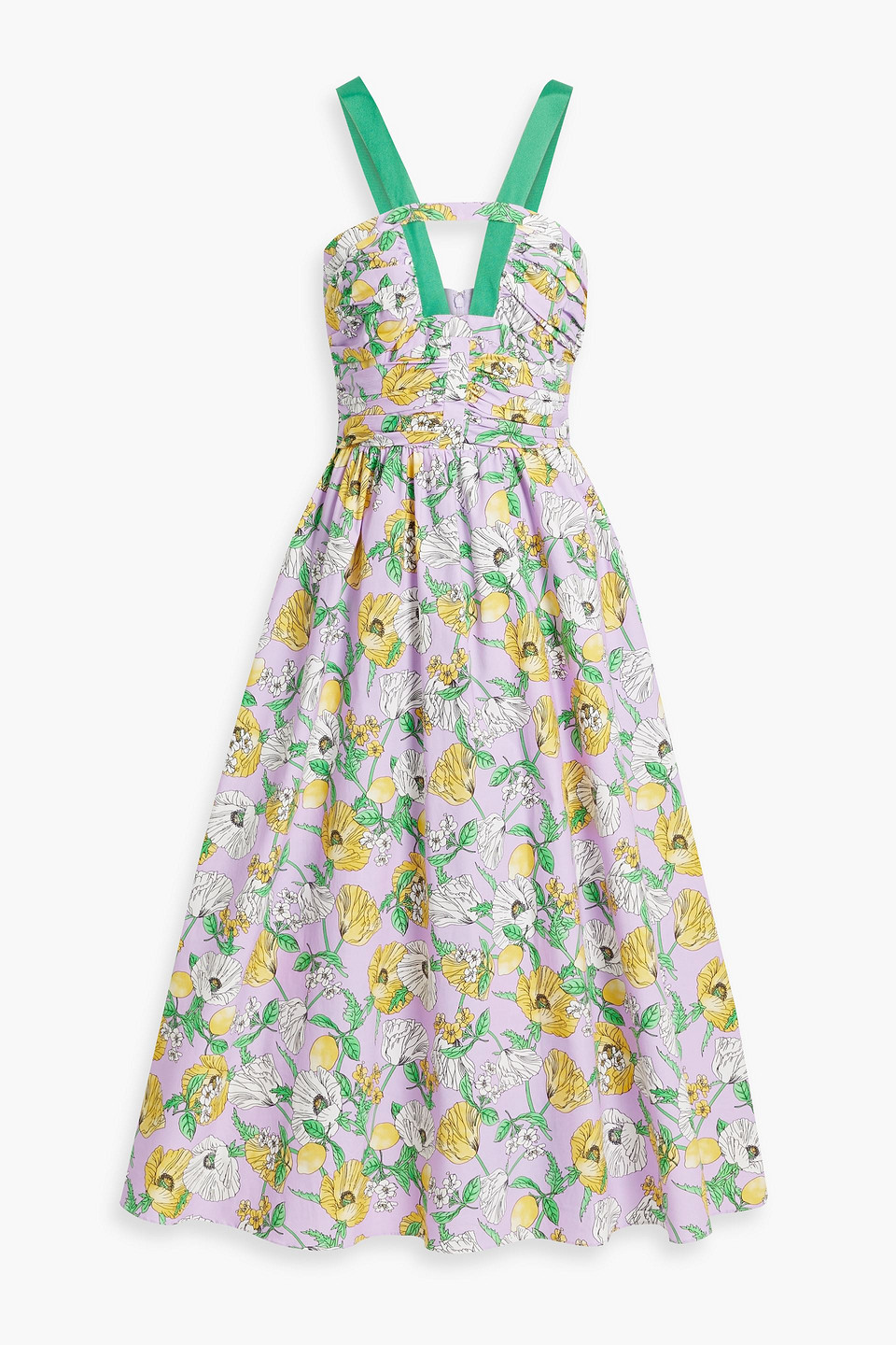Amur Leone Floral Cotton Keyhole Halter Midi Dress In Lilac