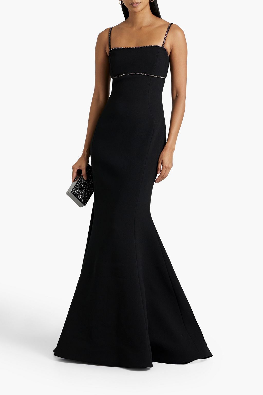 REBECCA VALLANCE Fluted embellished crepe gown