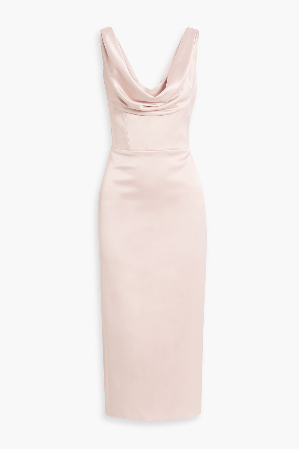 Rasario Draped Satin-crepe Midi Dress In Blush