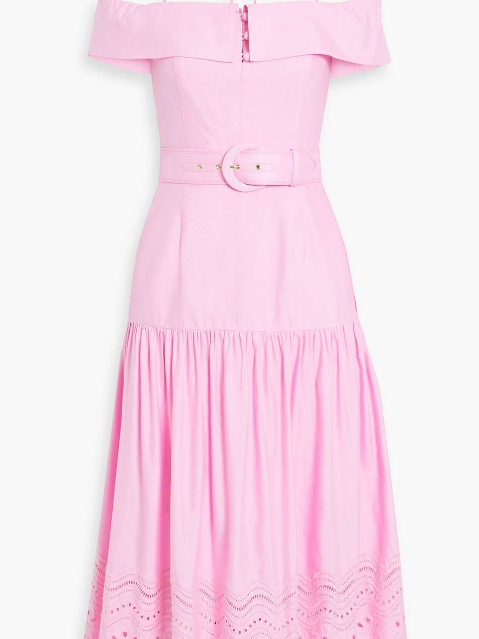 emile broderie anglaise linen-blend midi dress