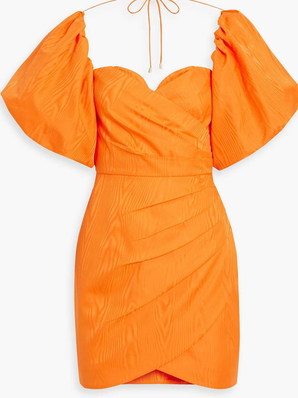 carmelita wrap-effect moire mini dress