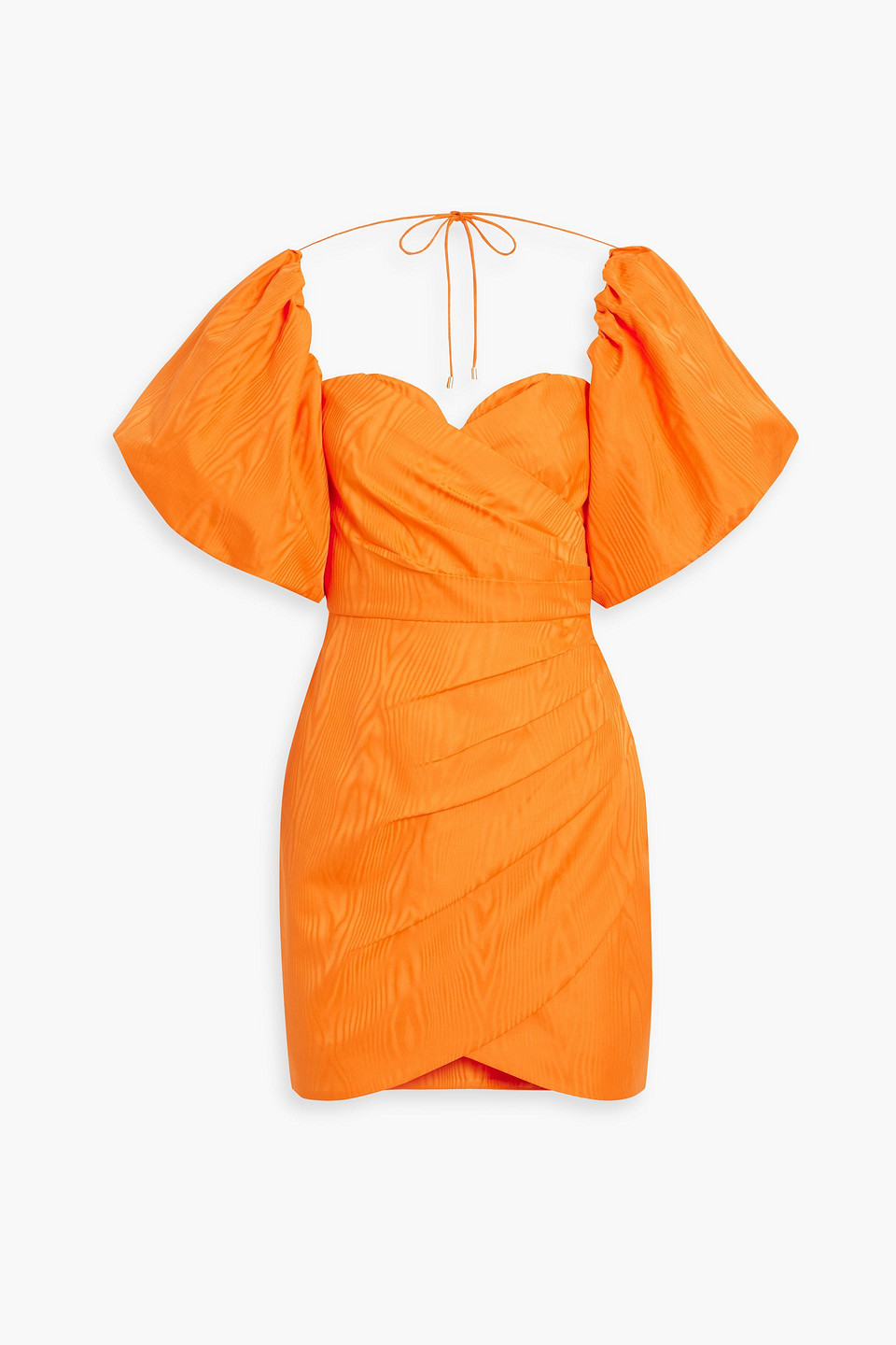 Rebecca Vallance Puff Sleeve Gathered Detail Mini Dress In Orange